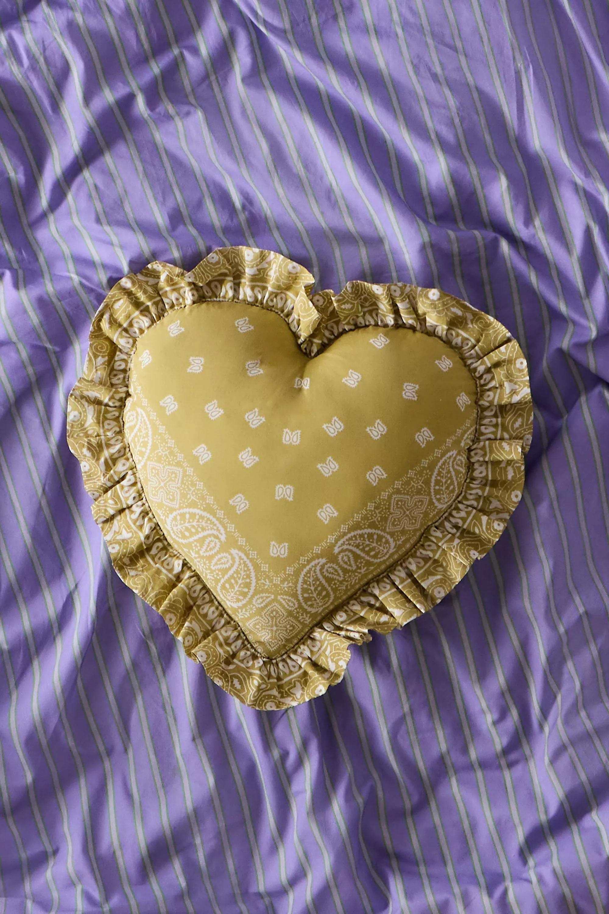 YELLOW Yellow Bandana Heart Cushion, YEL, medium
