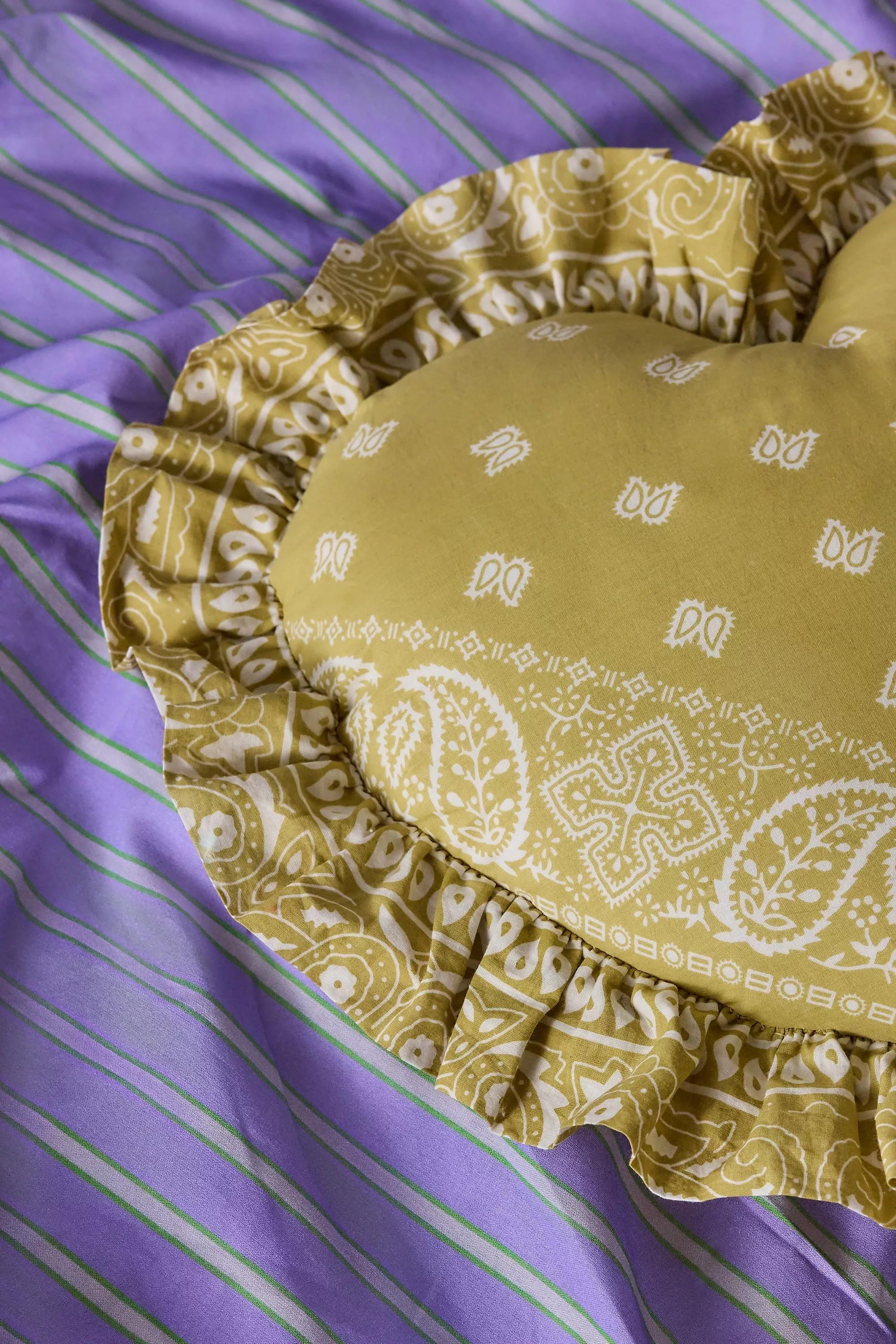 Yellow Bandana Heart Cushion, YEL, large image number 1