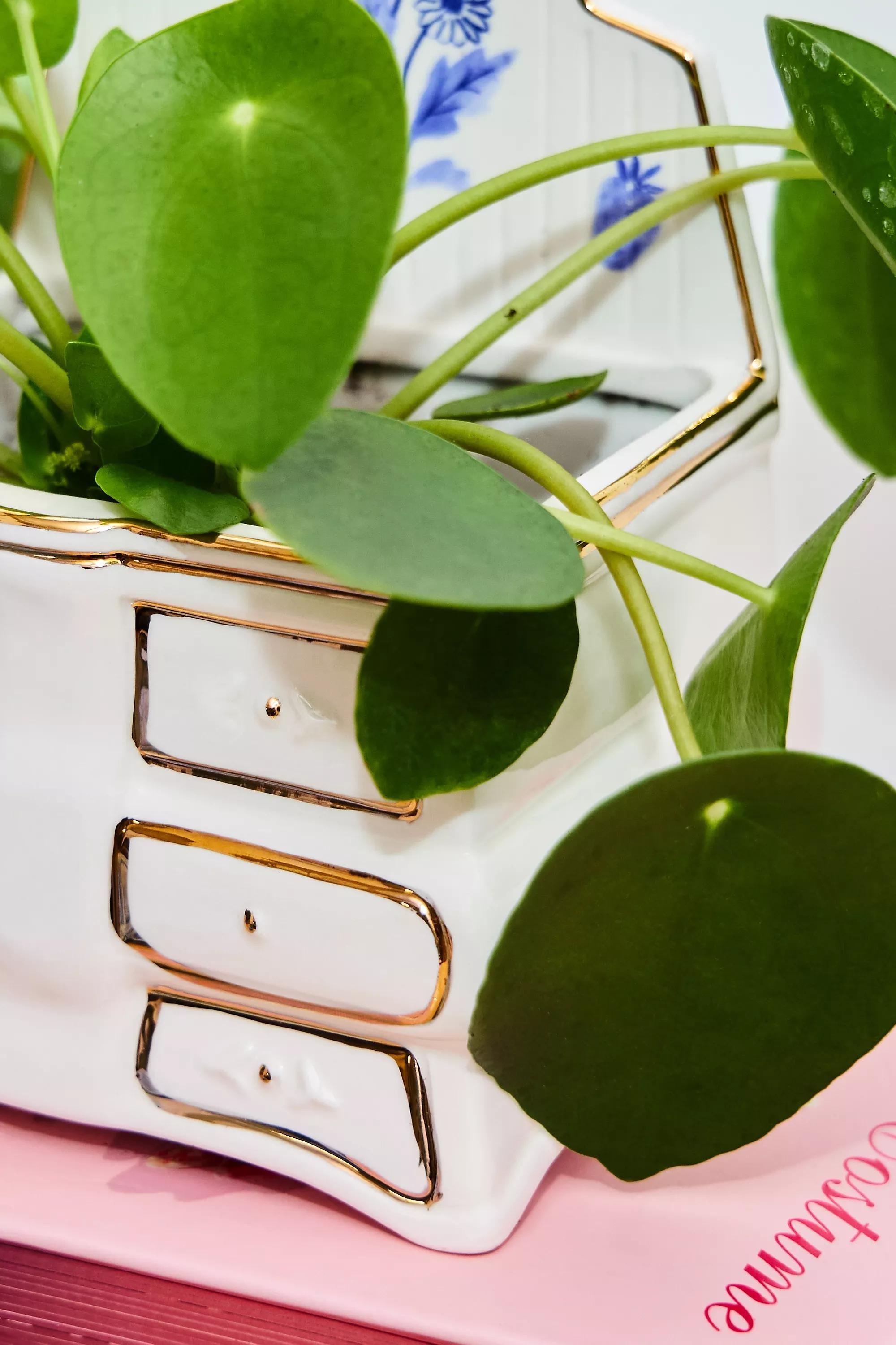 White Mini Dresser Planter, CREME, large image number 1