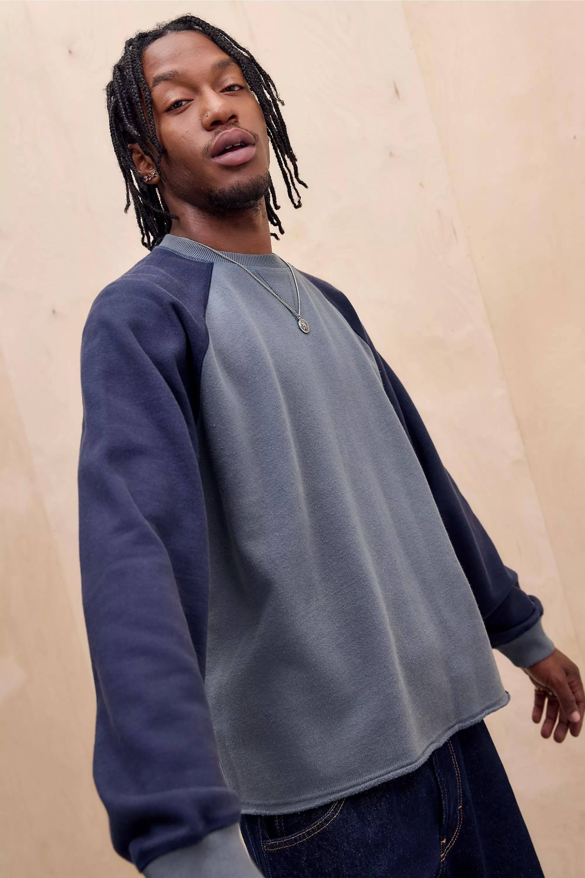 Blue Bdg Tonal Raglan Sleeve Sweatshirt, BLUE, medium