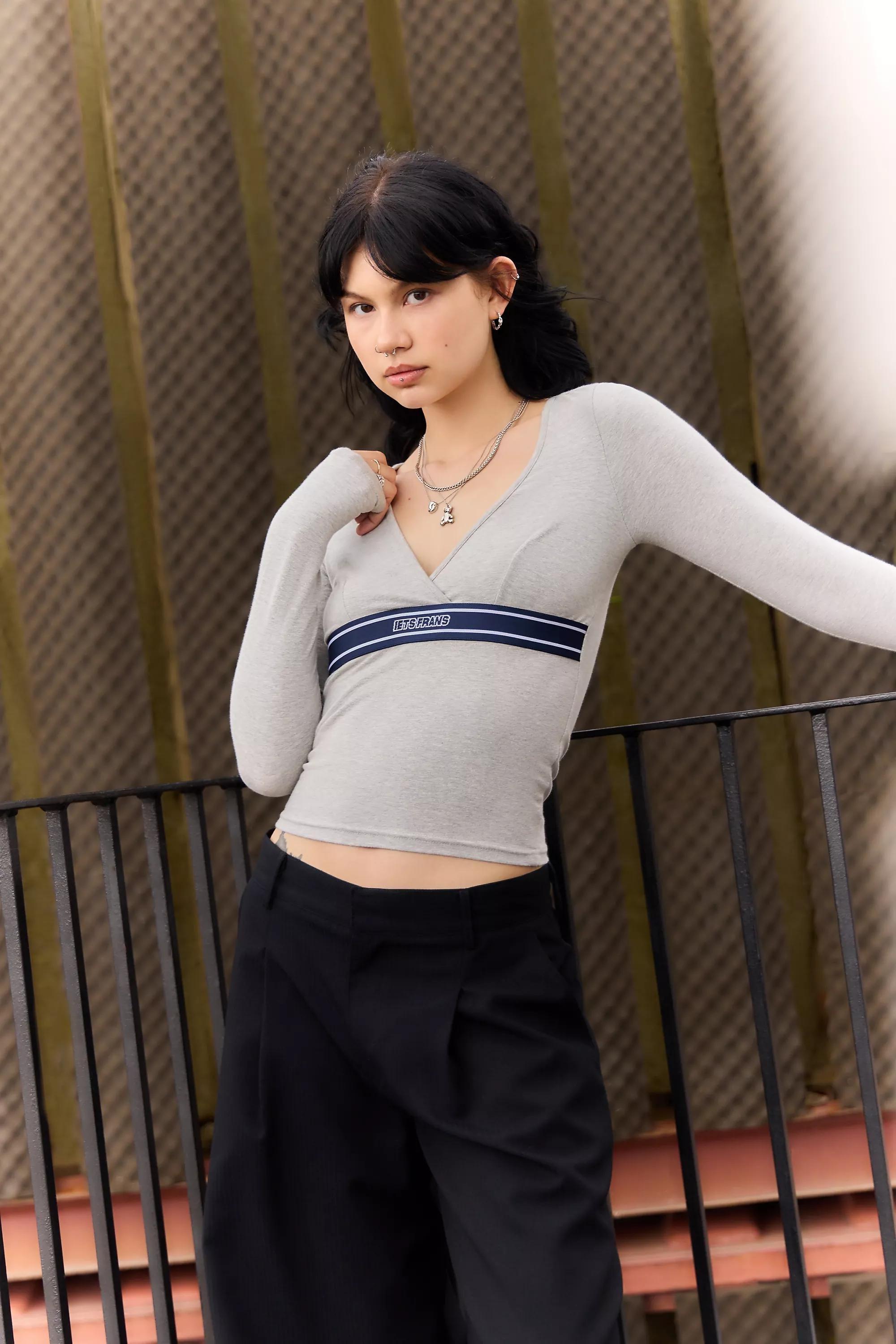 Grey Iets Frans Logo Elastic Long Sleeve T-Shirt, GREY, large image number 3