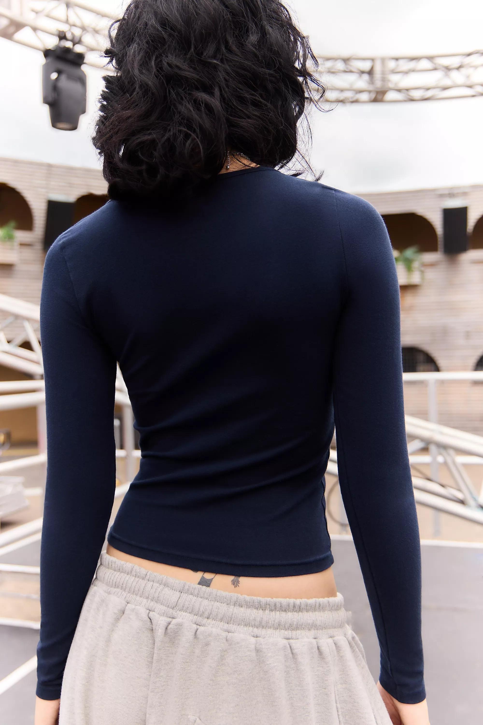 NAVY iets frans... Tyla Logo Elastic Long Sleeve T-Shirt, NAVY, large image number 3