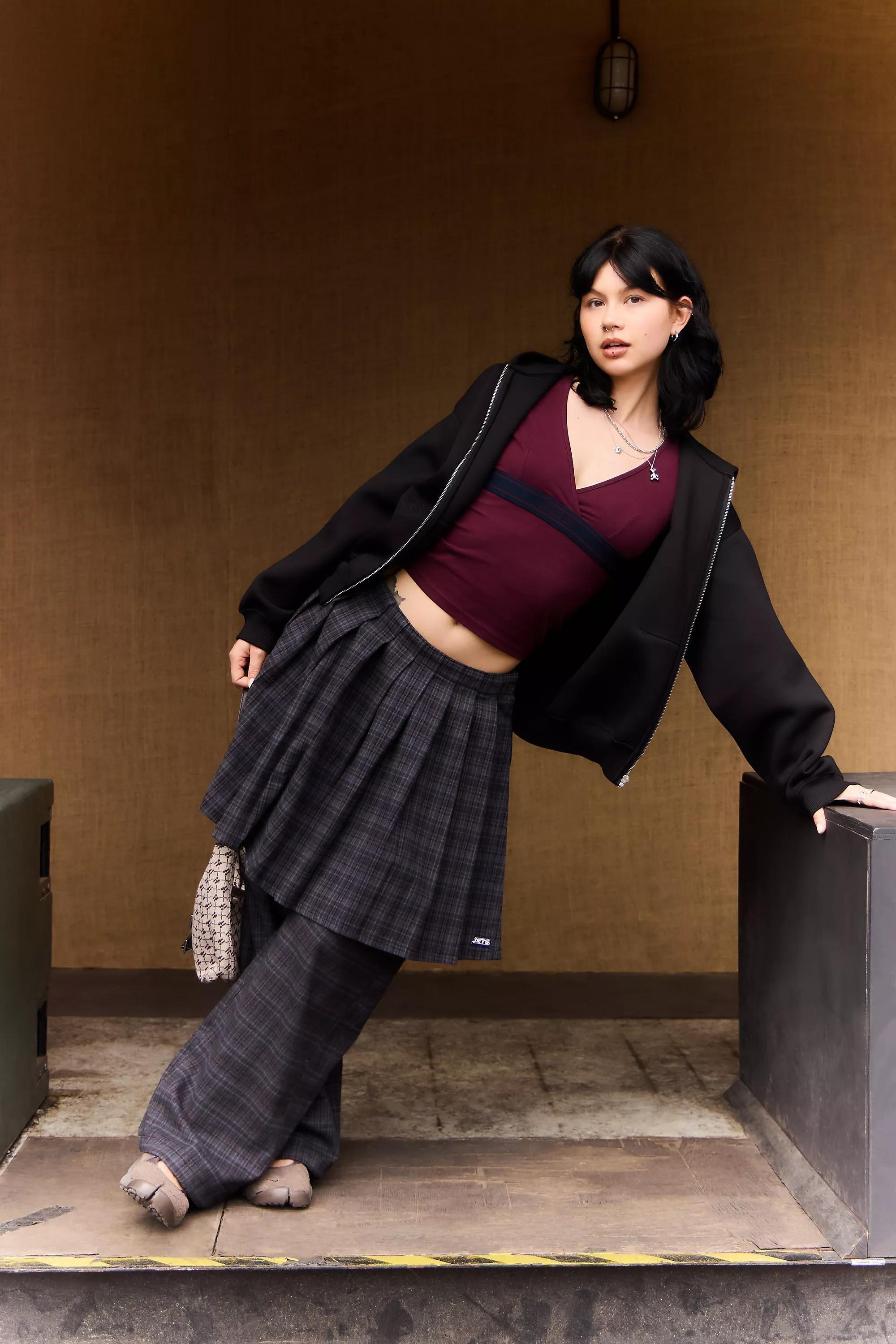 BURGUNDY iets frans... Tyla Logo Elastic Long Sleeve T-Shirt, A301_0259, large image number 1