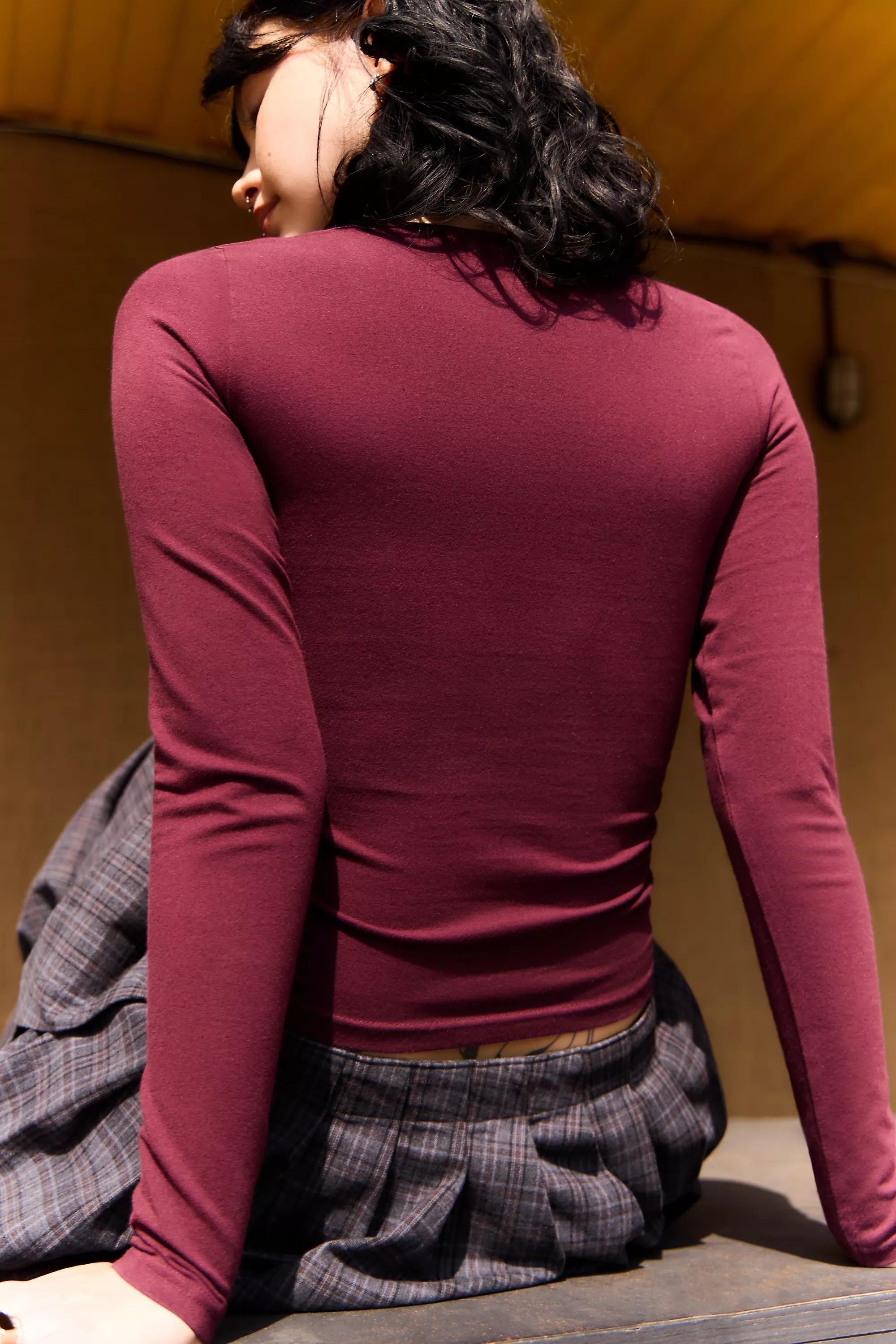 BURGUNDY iets frans... Tyla Logo Elastic Long Sleeve T-Shirt, A301_0259, large image number 3