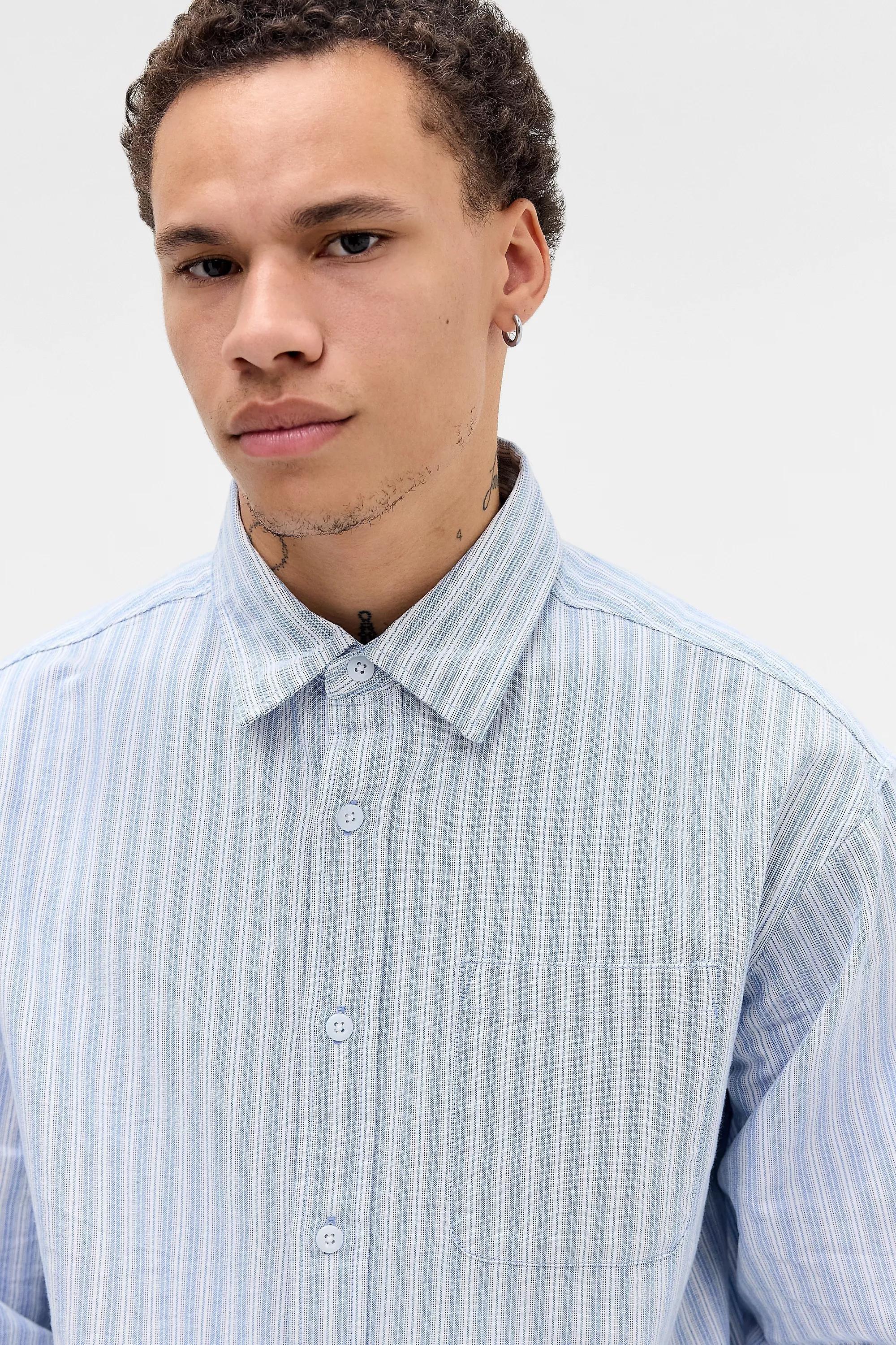 BDG Arlo Blue Stripe Shirt, BLUE, large image number 1