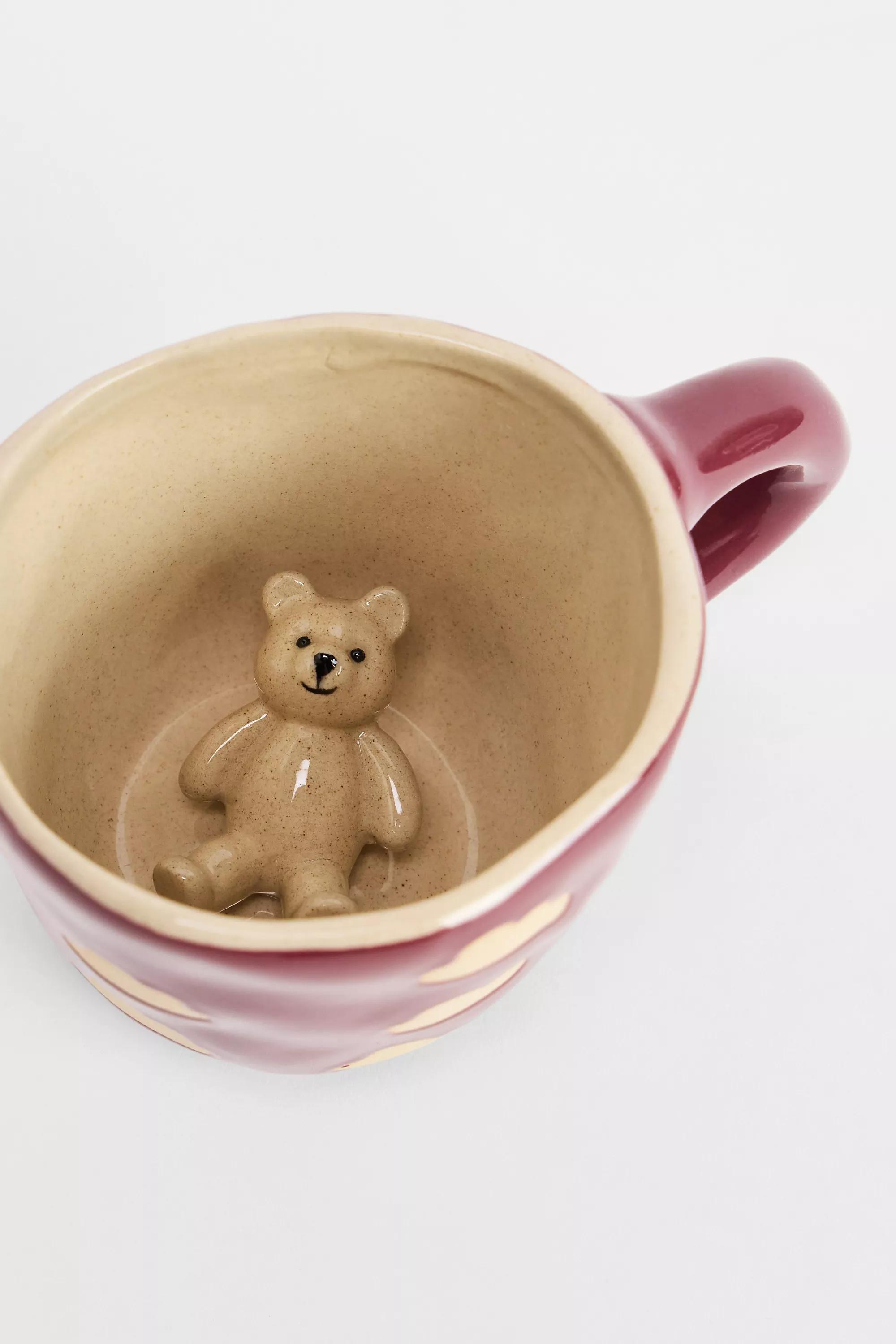 Red Teddy Bear Peekaboo Mug, WINE, large image number 1