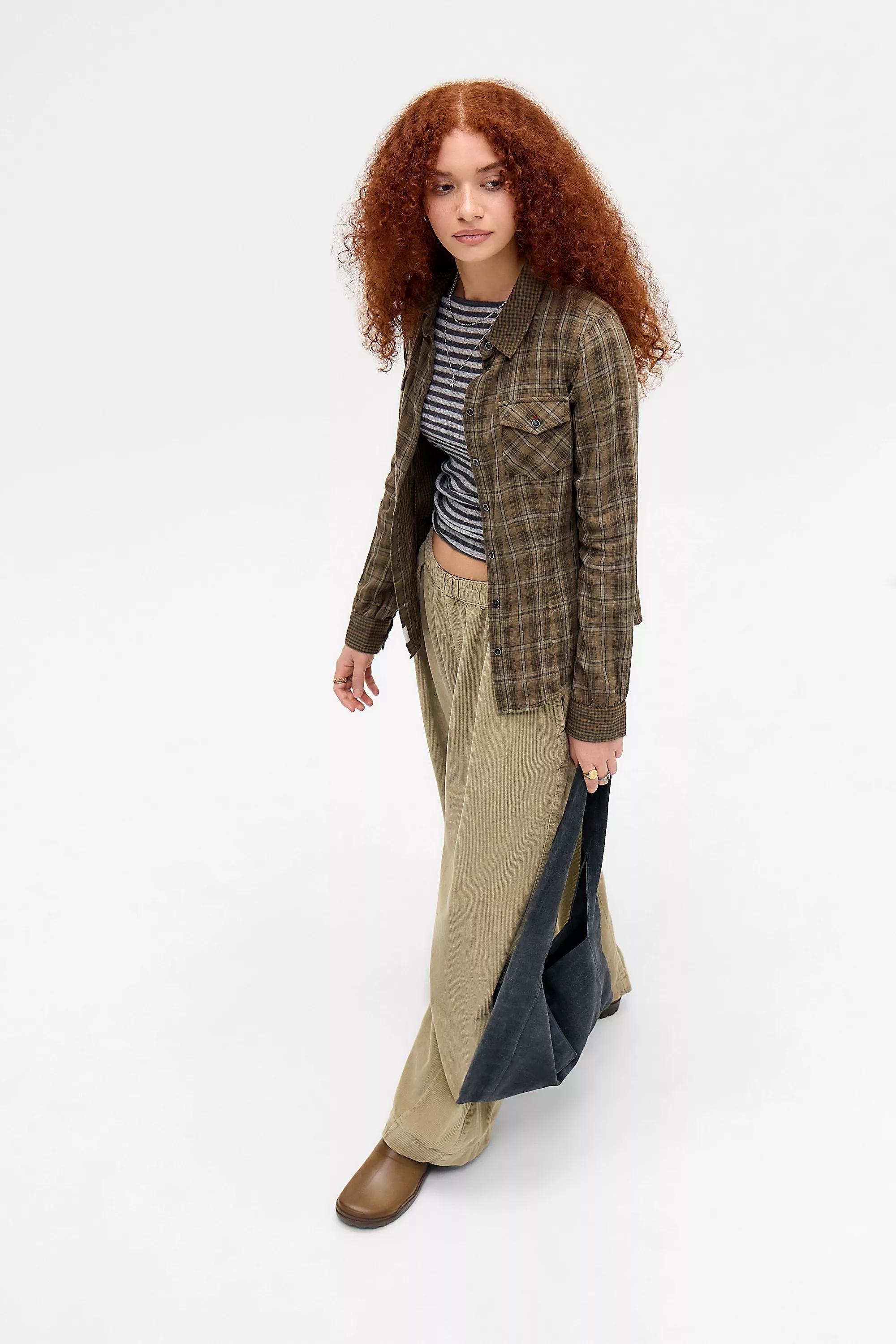 Brown Bdg Buffy Checked Long Sleeve Shirt, BRN, large image number 1