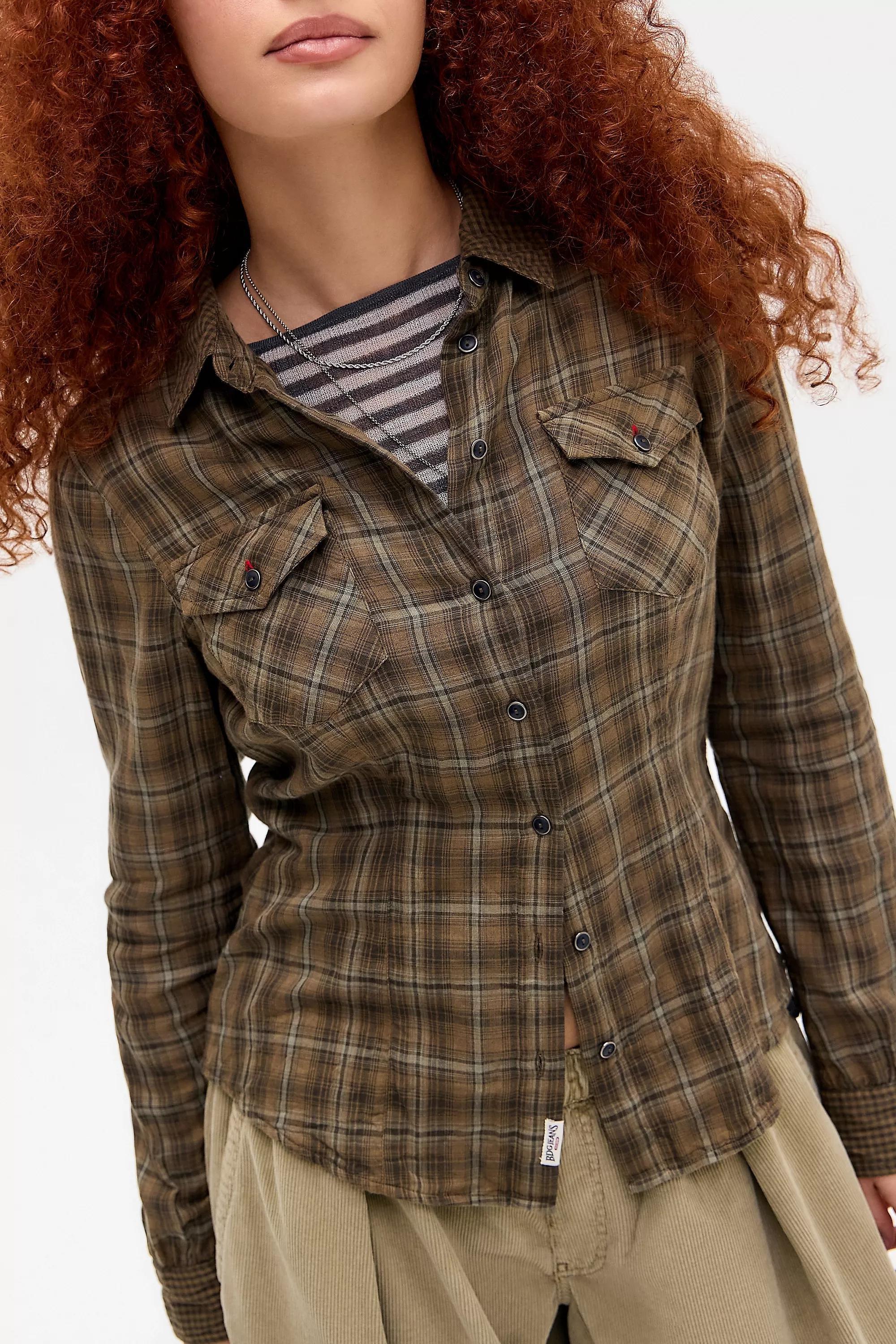 Brown Bdg Buffy Checked Long Sleeve Shirt, BRN, large image number 3