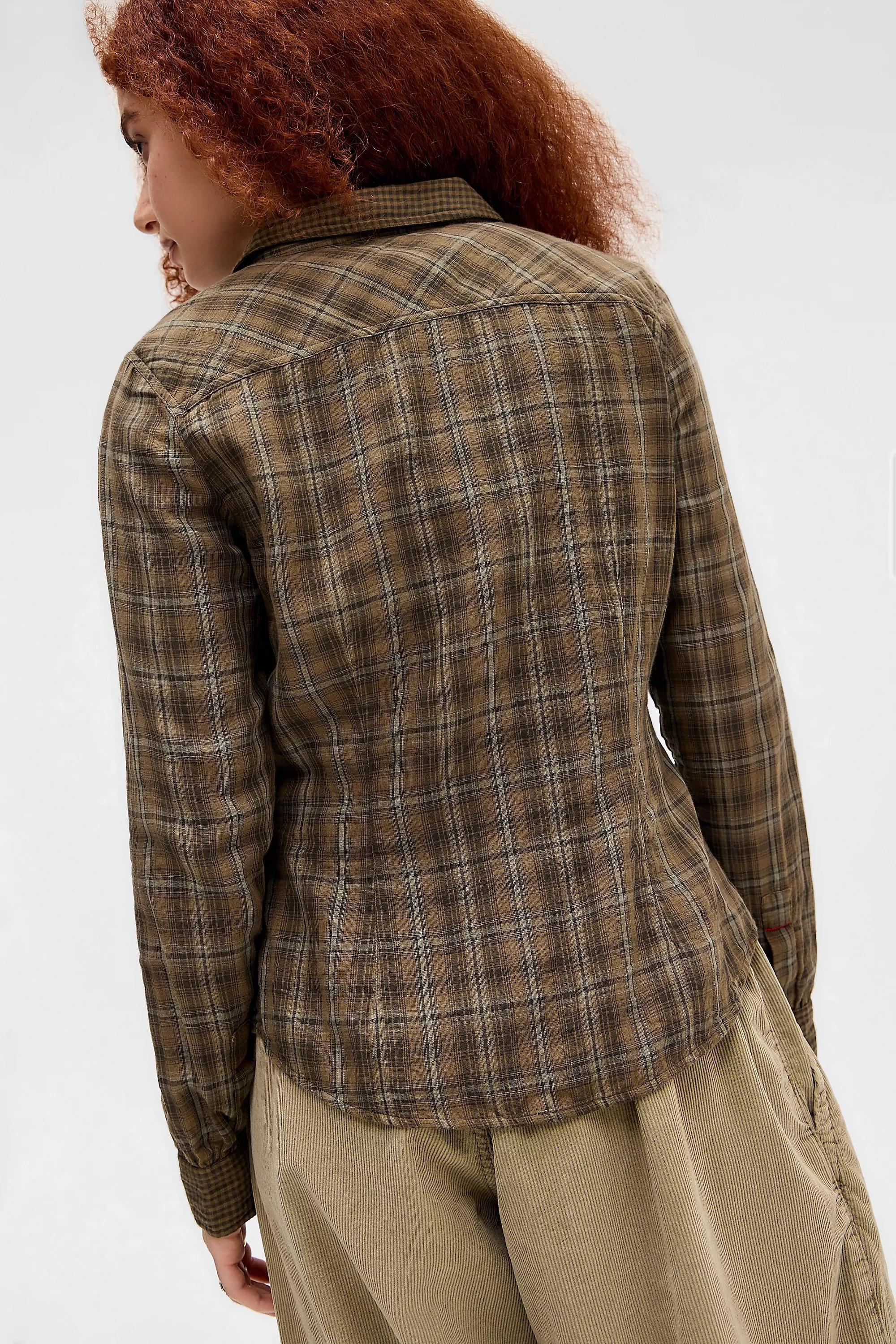 Brown Bdg Buffy Checked Long Sleeve Shirt, BRN, large image number 4