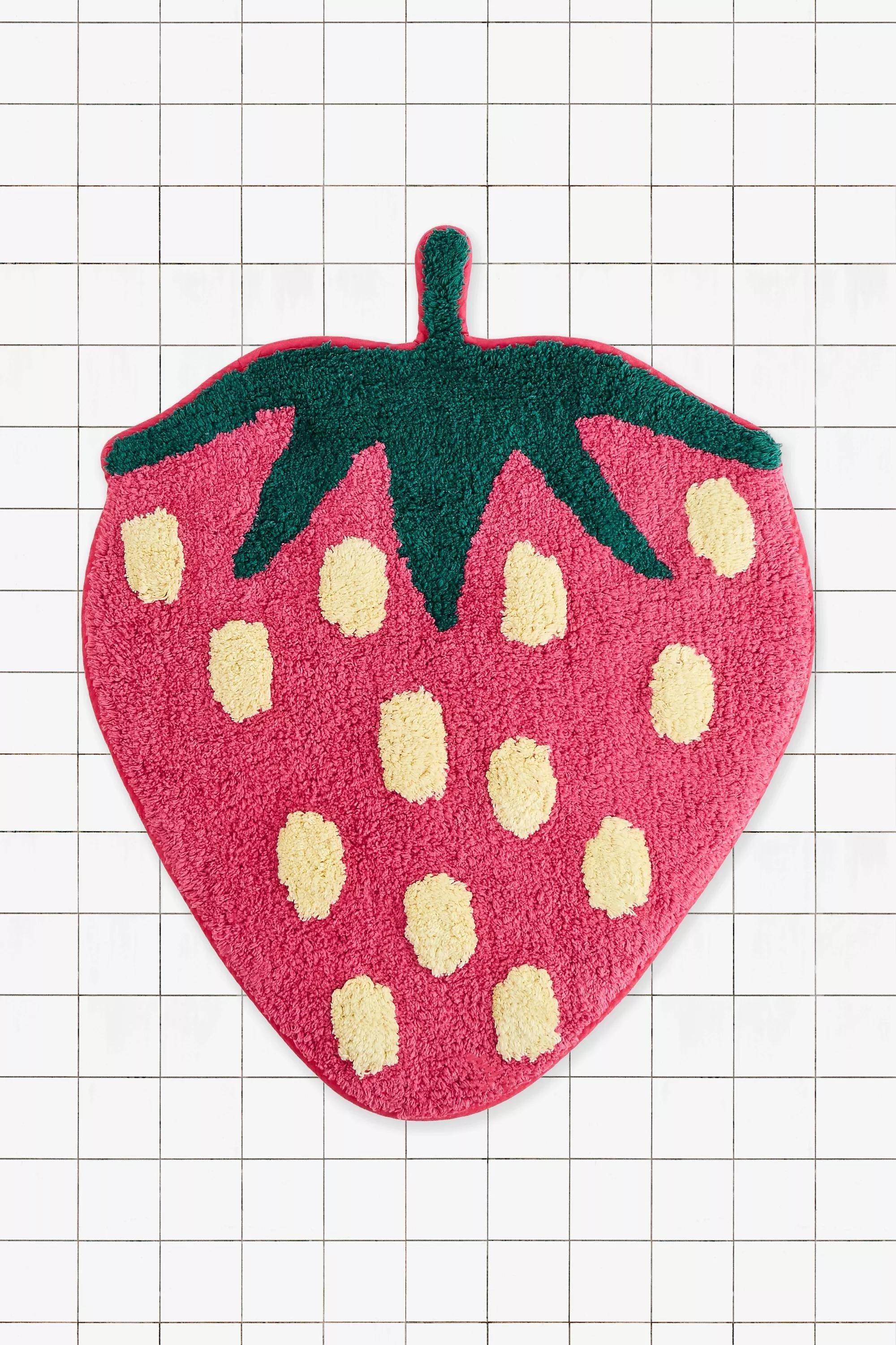 PINK Mini Strawberry Bath Mat, PINK, medium