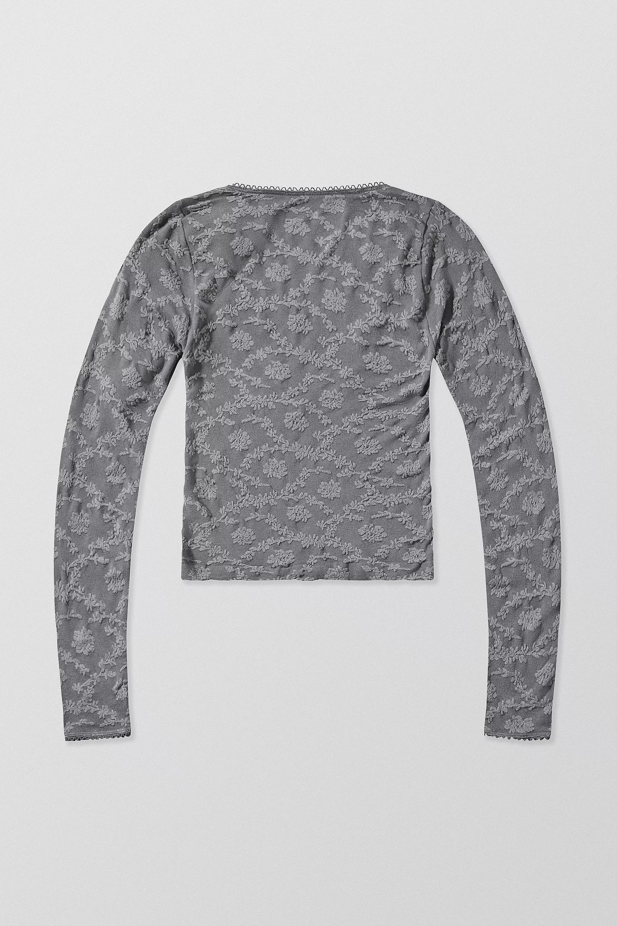 Grey Out From Under Textured Long Sleeve Top, GREY, large image number 5