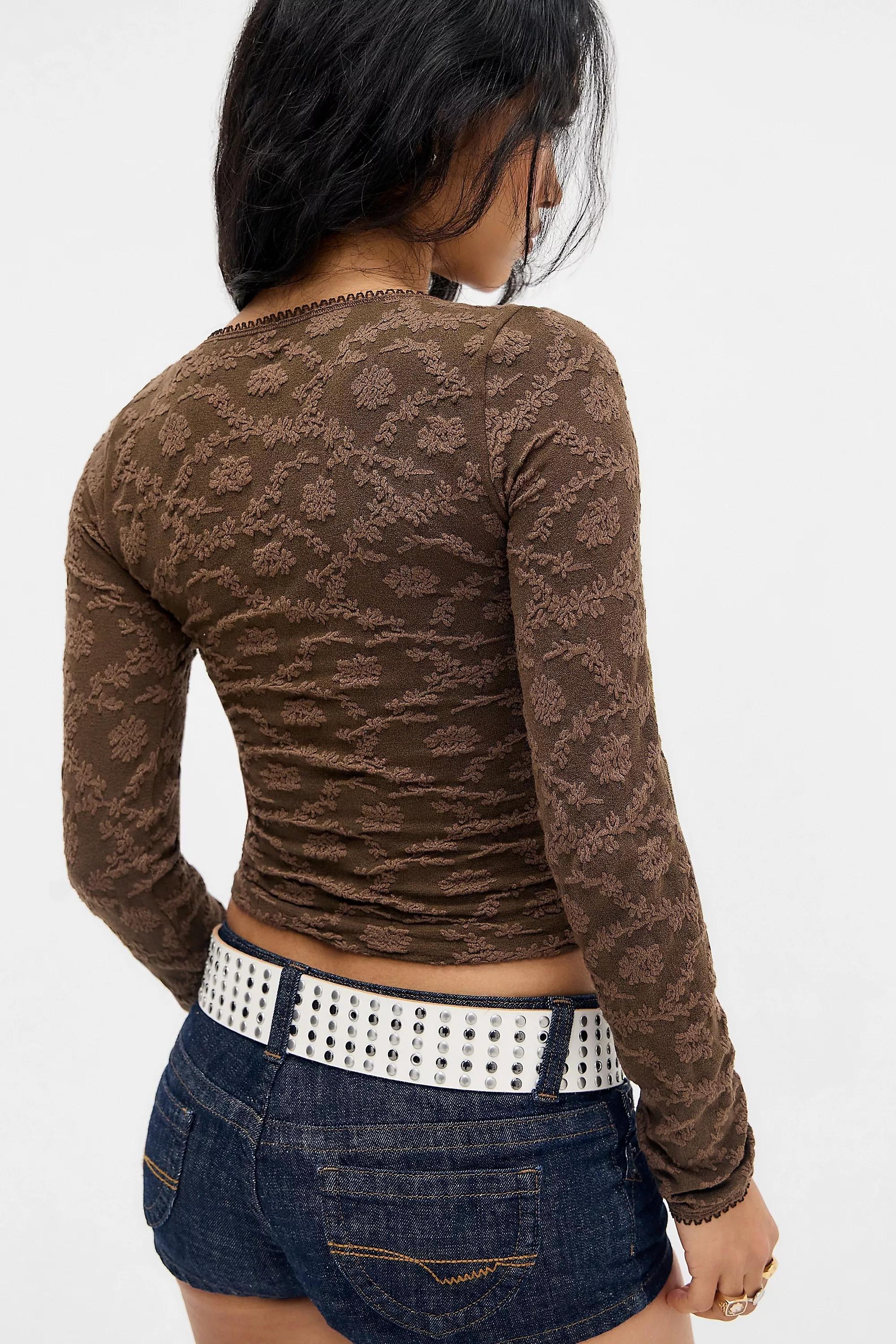 Out From Under Tammy Textured Seamless Long Sleeve Top, CHOC, large image number 3