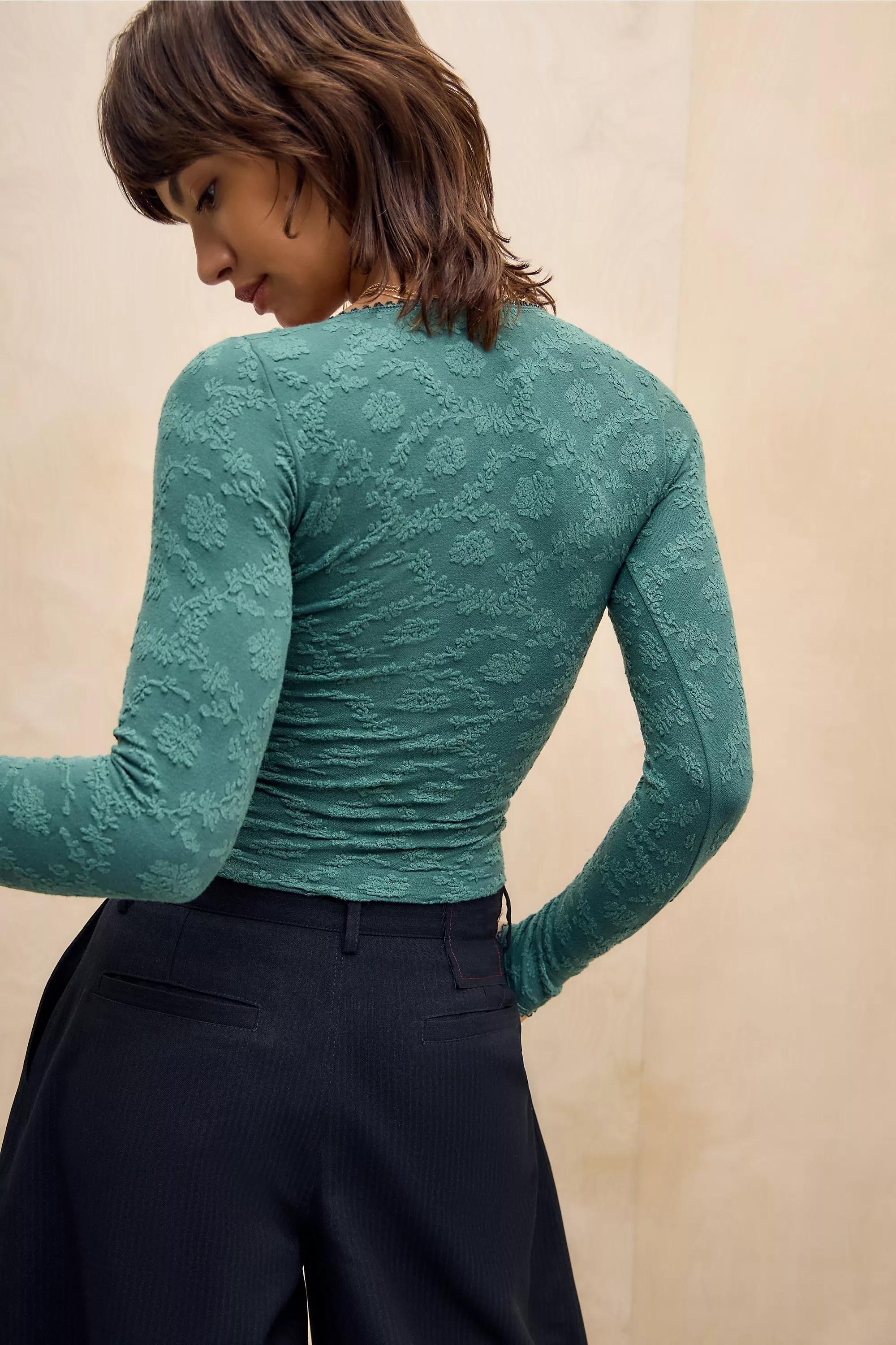 Green Out From Under Tammy Textured Long Sleeve Top, KHAKI, large image number 3