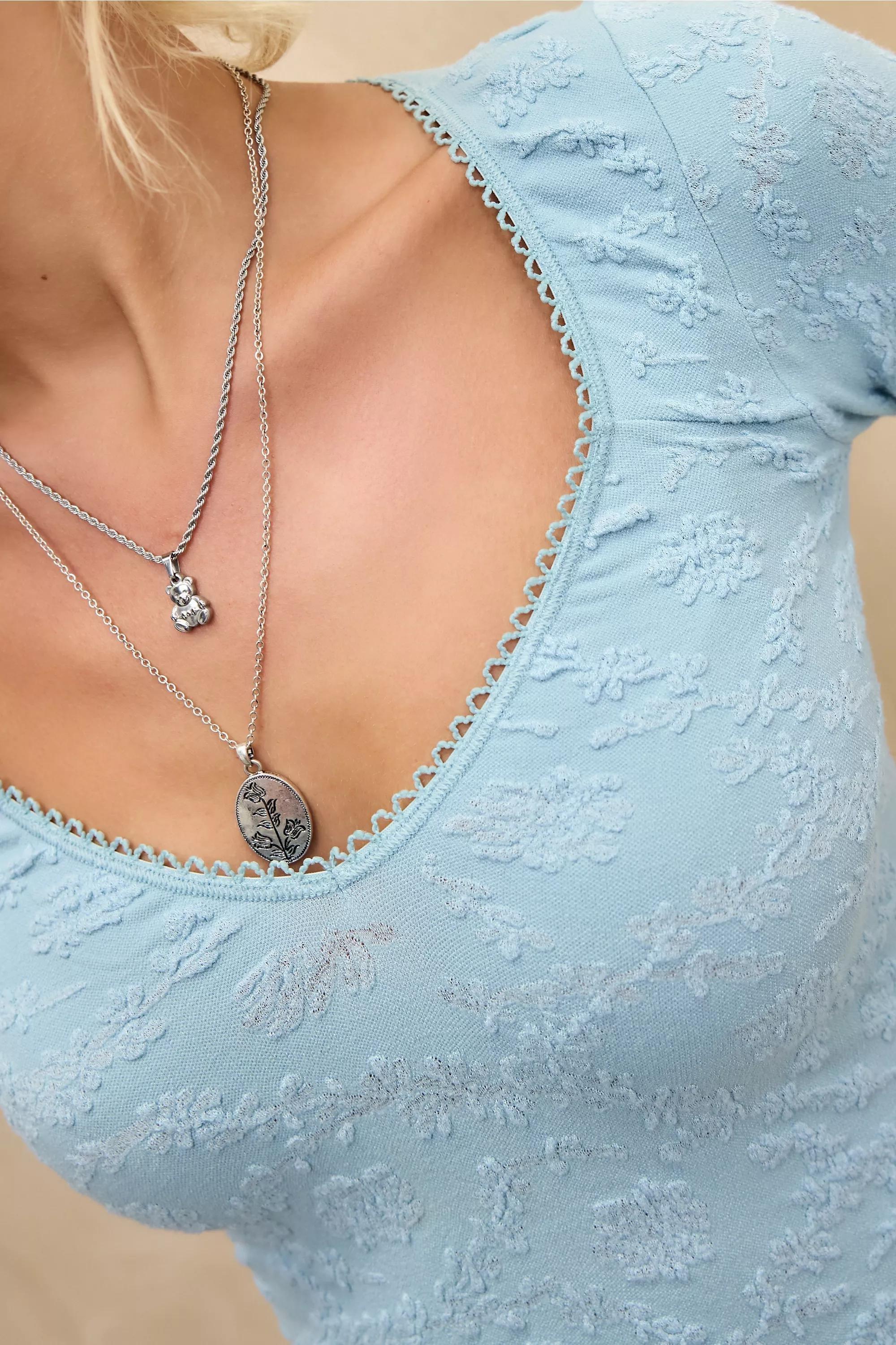 Blue Out From Under Tammy Textured Long Sleeve Top, BLUE, large image number 2