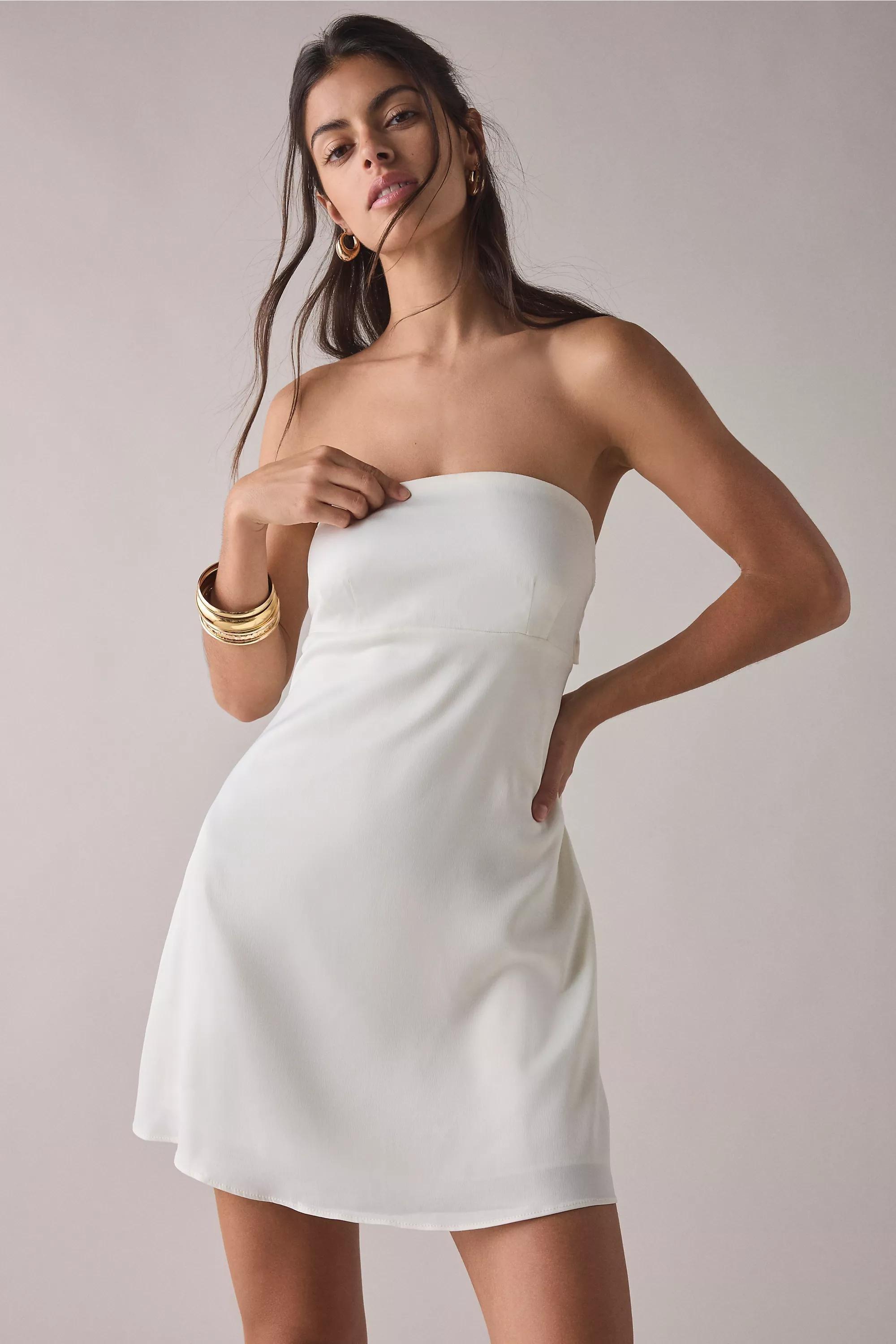 White Uo Mira Strapless Mini Dress, , medium