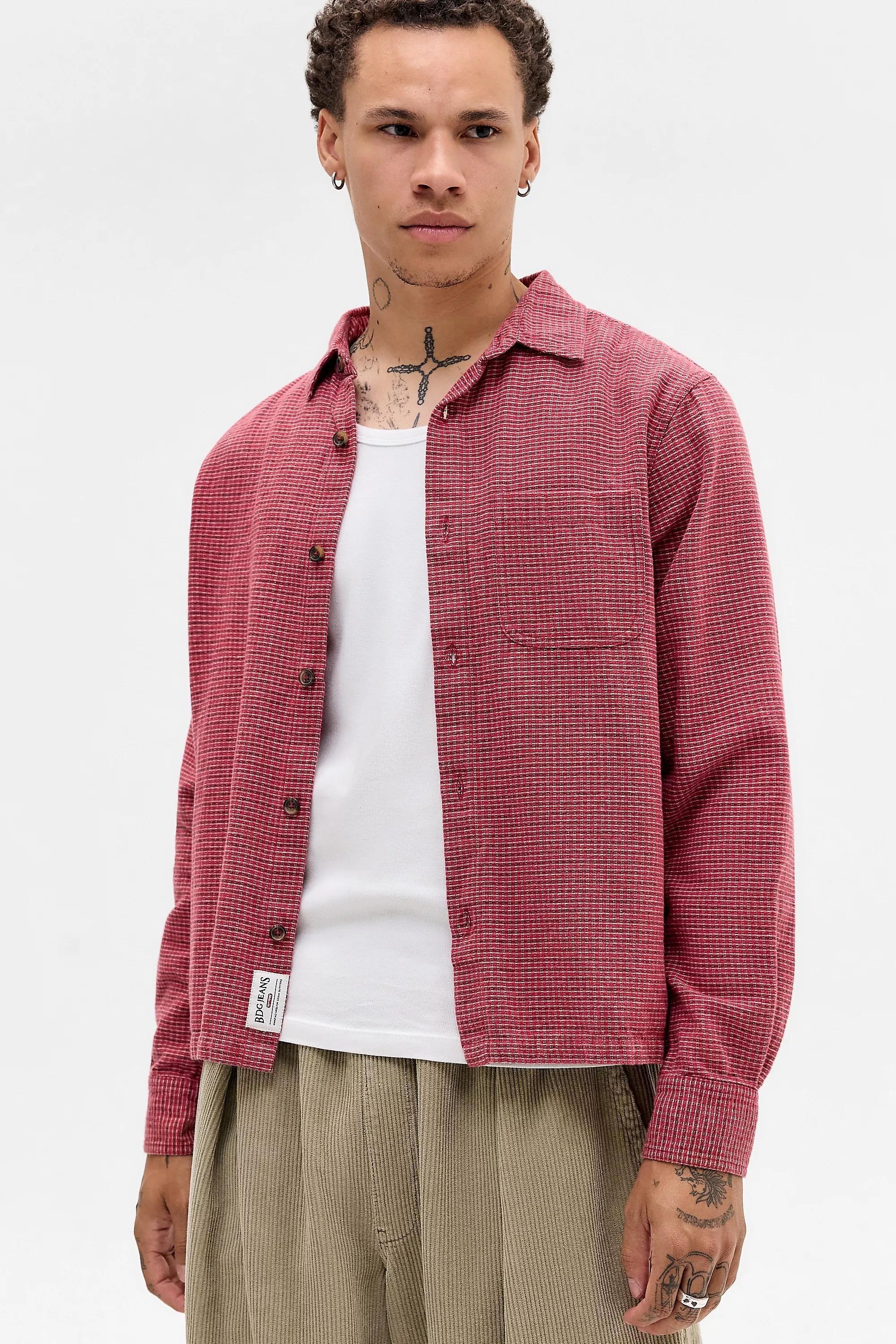 Red Bdg Red Reggie Check Long Sleeve Shirt, RED, large image number 0