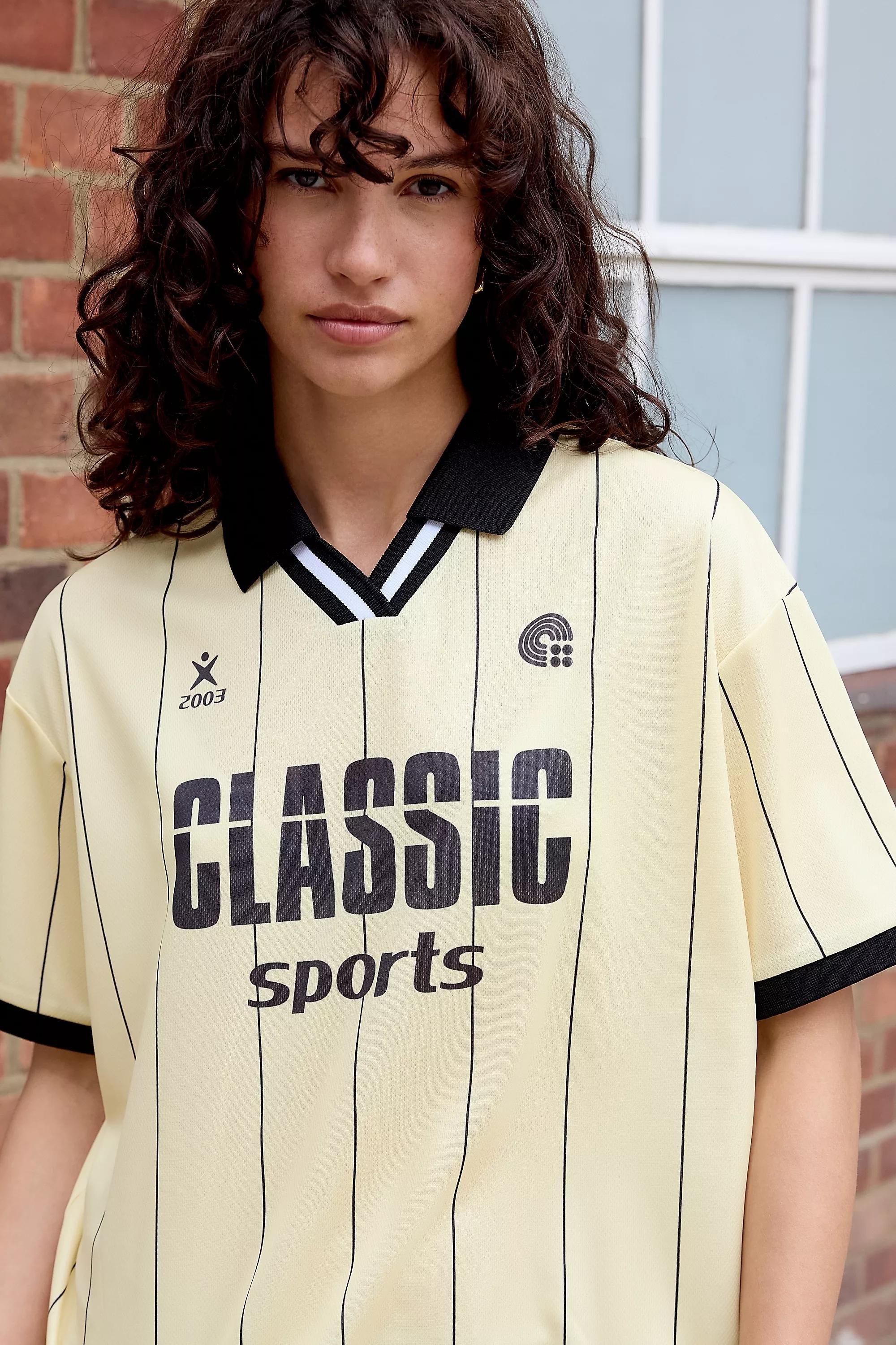 Yellow Uo Stripe Collared Football Shirt, YEL, large image number 0