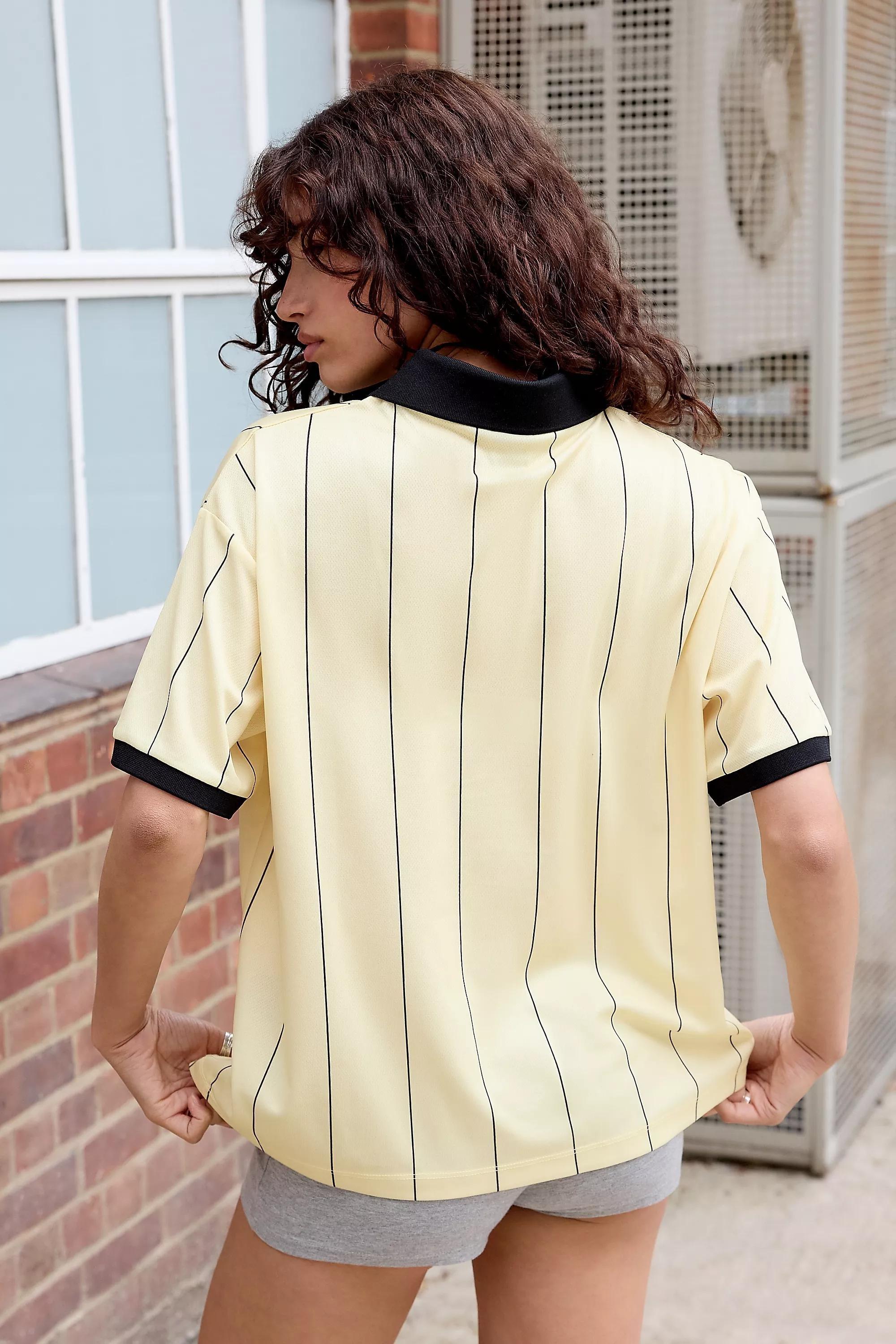 Yellow Uo Stripe Collared Football Shirt, YEL, medium