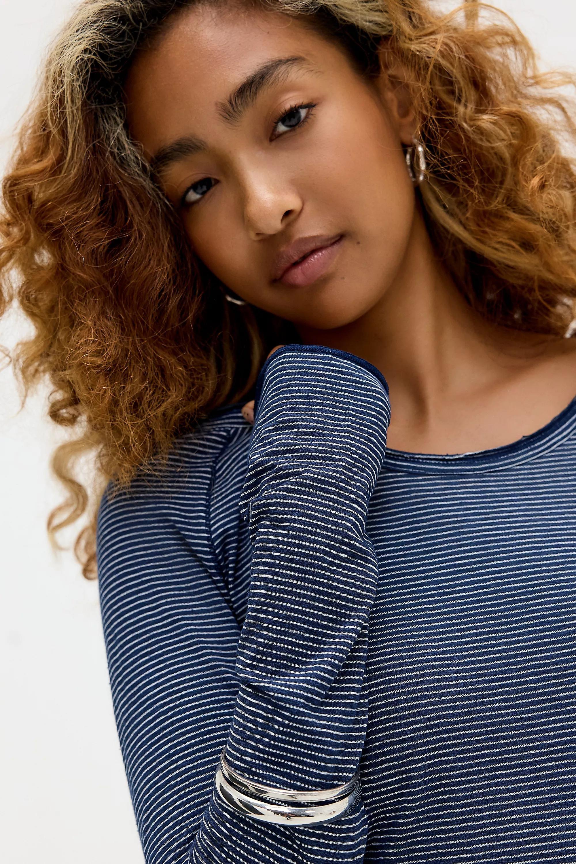 NAVY BDG Jake Scoop Neck Long Sleeve Top, NAVY, large image number 2