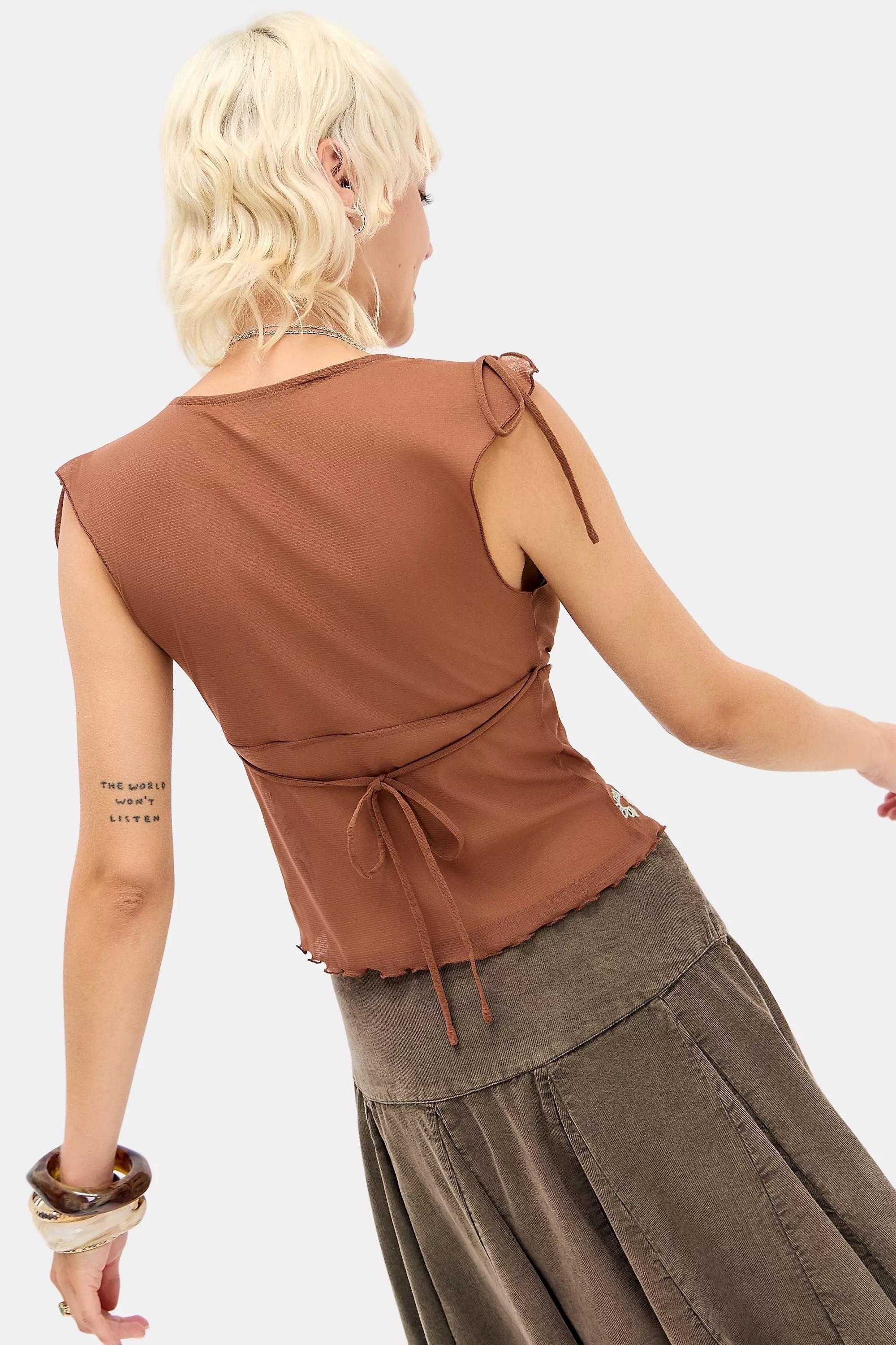 Brown Kimchi Blue Giselle Top, BRN, large image number 3