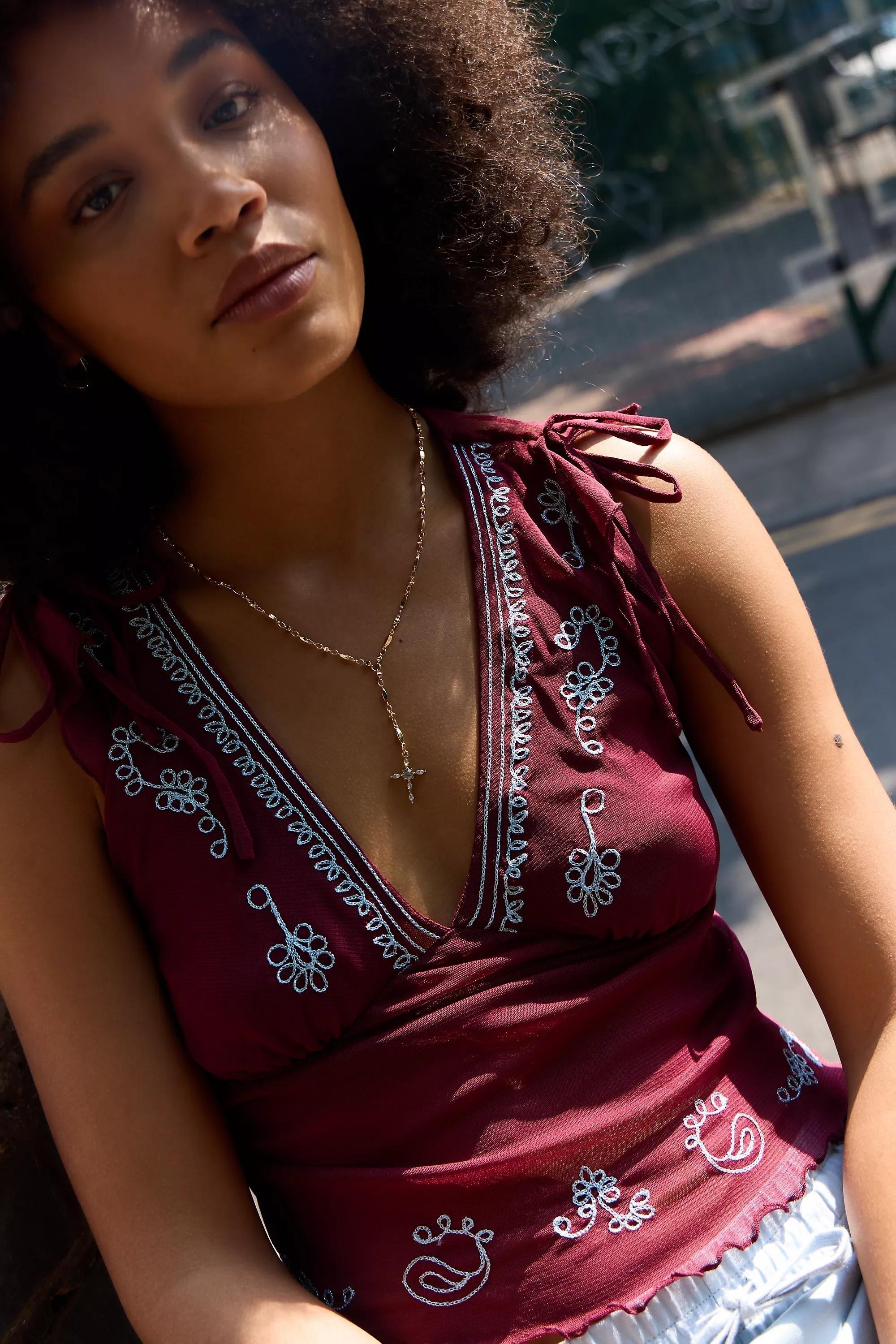 Kimchi Blue Giselle Top, WINE, large image number 3