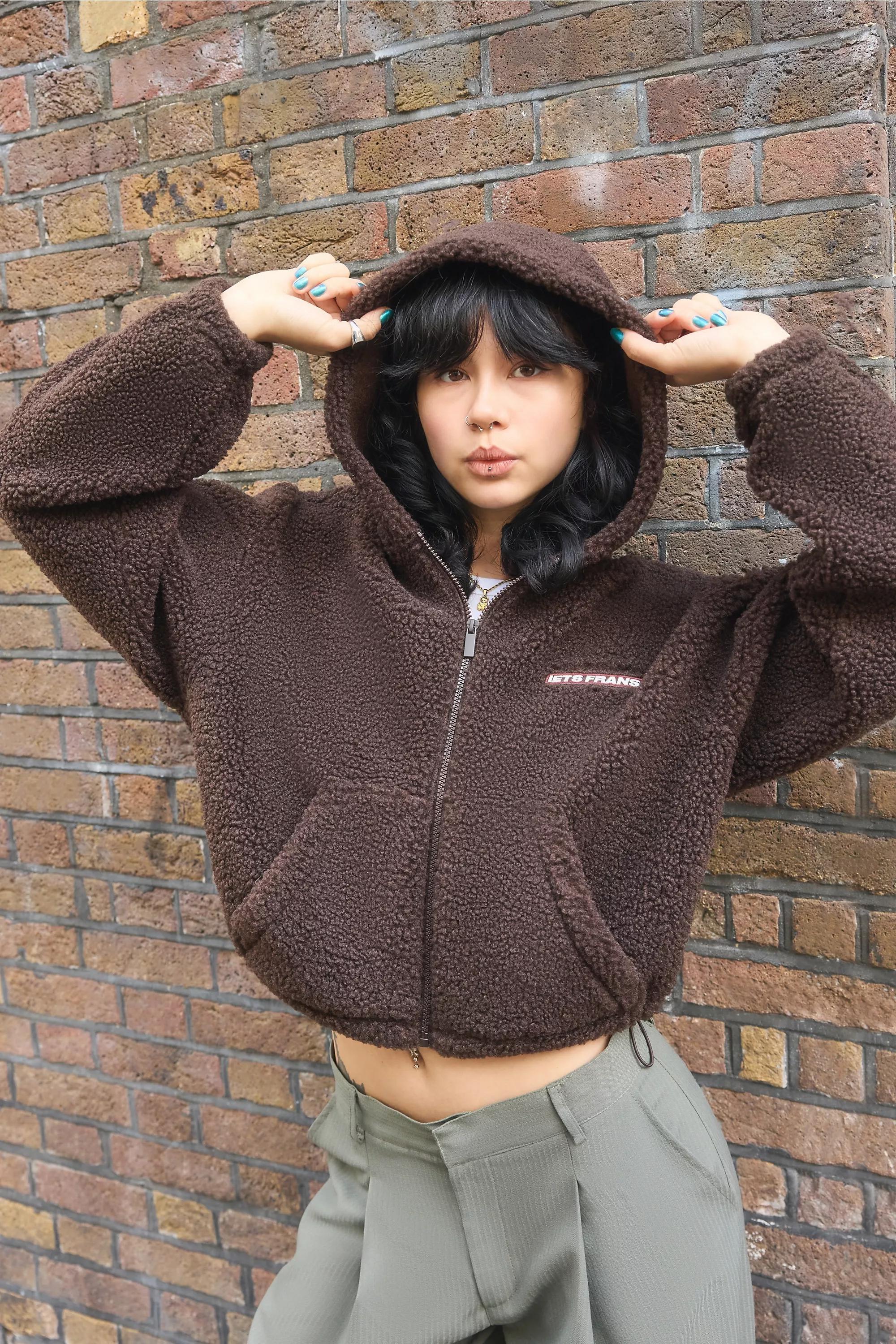 Brown iets frans... Teddy Zip Hoodie, CHOC, large image number 0