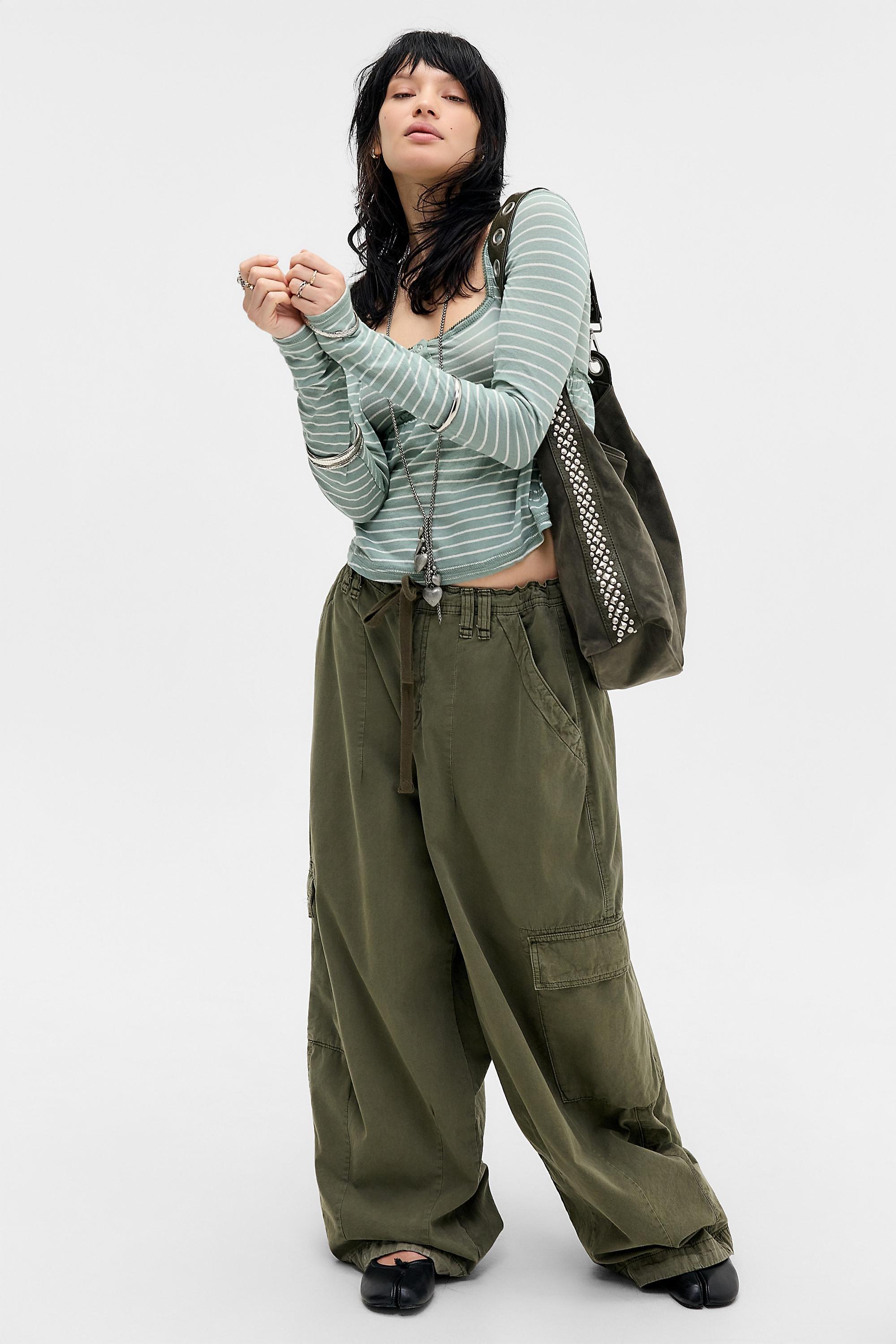 Khaki Bdg Brittney Stripe Long Sleeve Blouse, KHAKI, medium