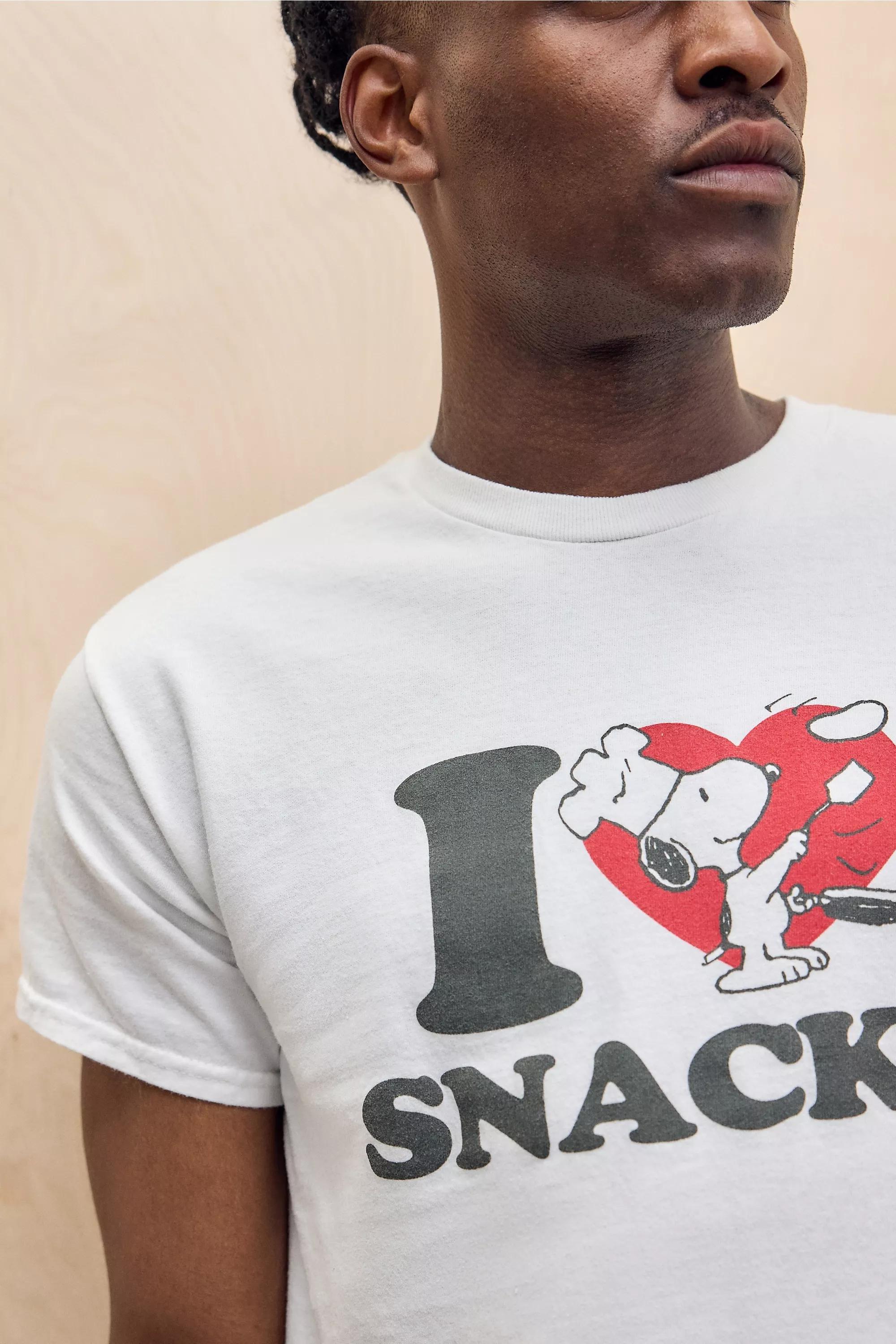 White Uo Snoopy I Love Snacks T-Shirt, , large image number 2