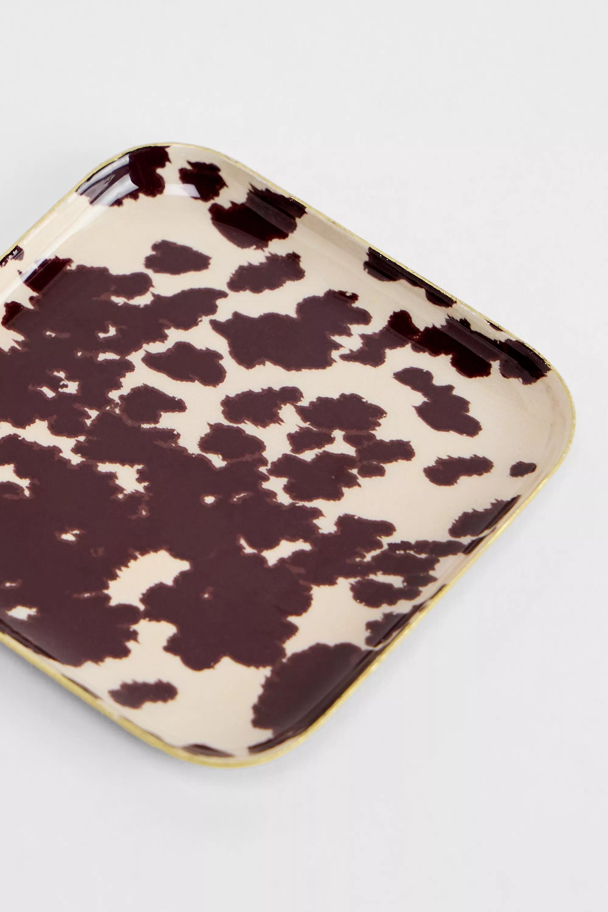 Brown Cow Print Trinket Tray, BRN MOTIF, large image number 3