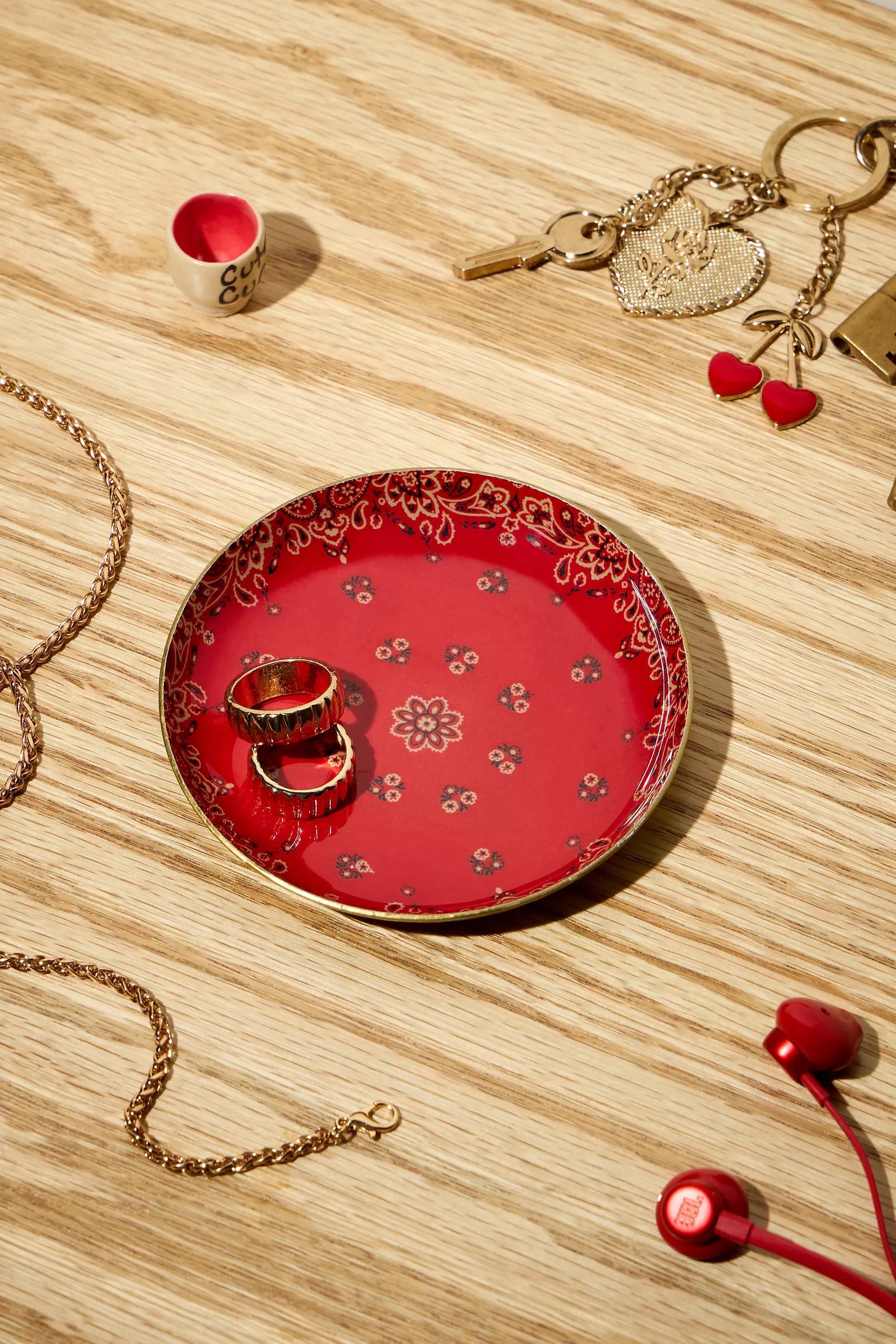 Red Lucky Bandana Trinket Dish, RED, large image number 0