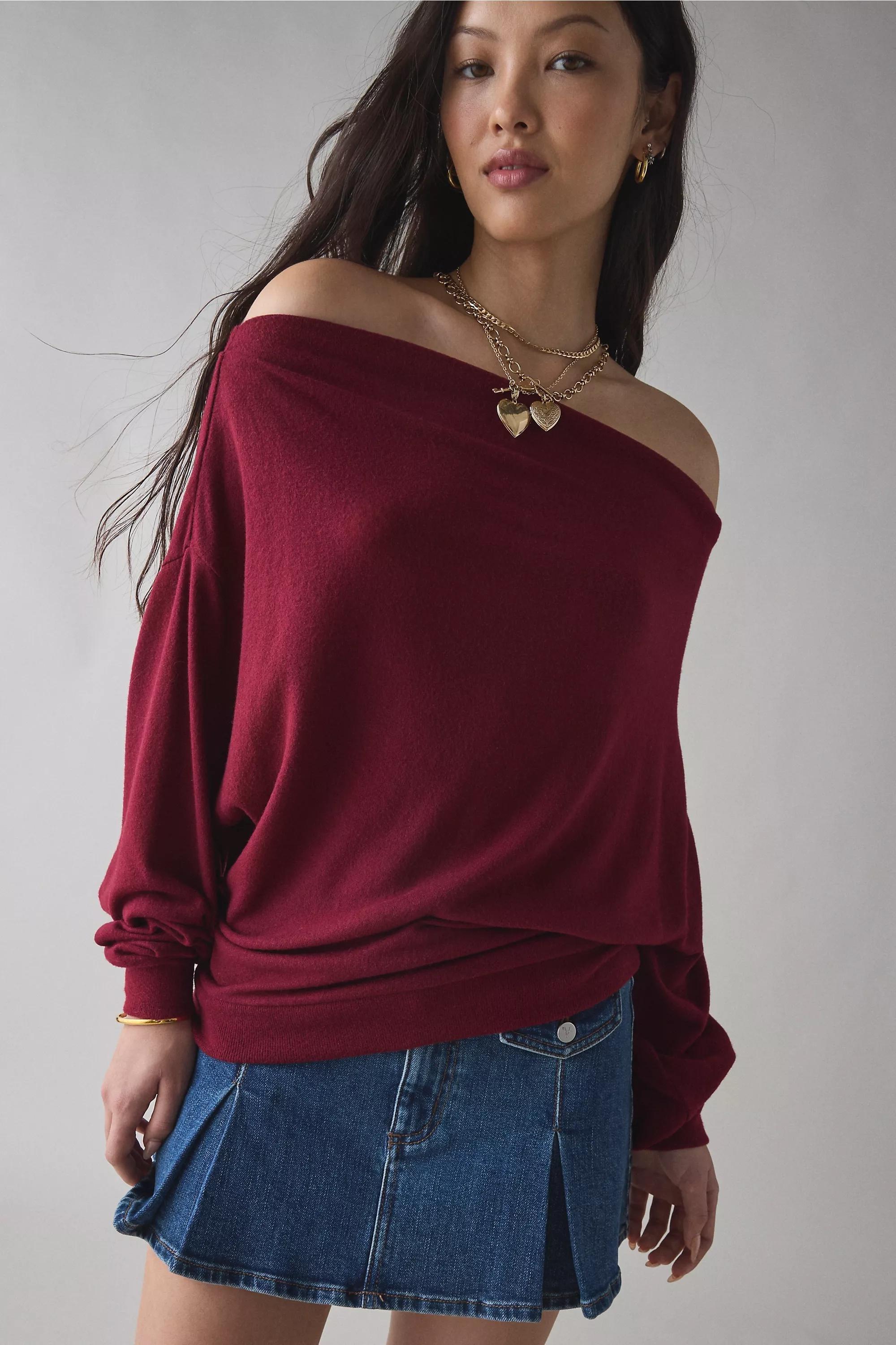 WINE Out From Under Clarity Cosy Off-Shoulder Top, WINE, large image number 0