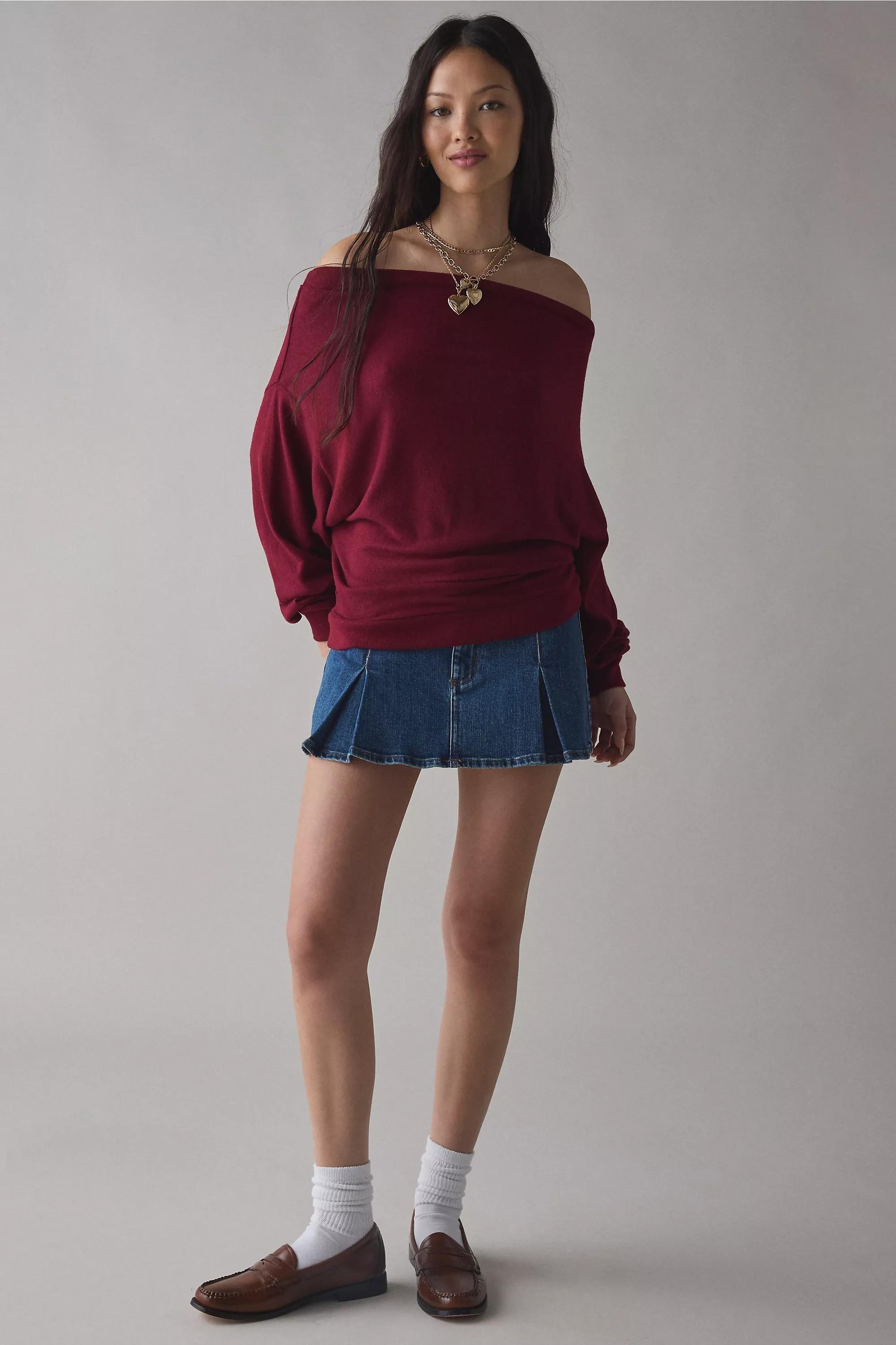 WINE Out From Under Clarity Cosy Off-Shoulder Top, WINE, large image number 1