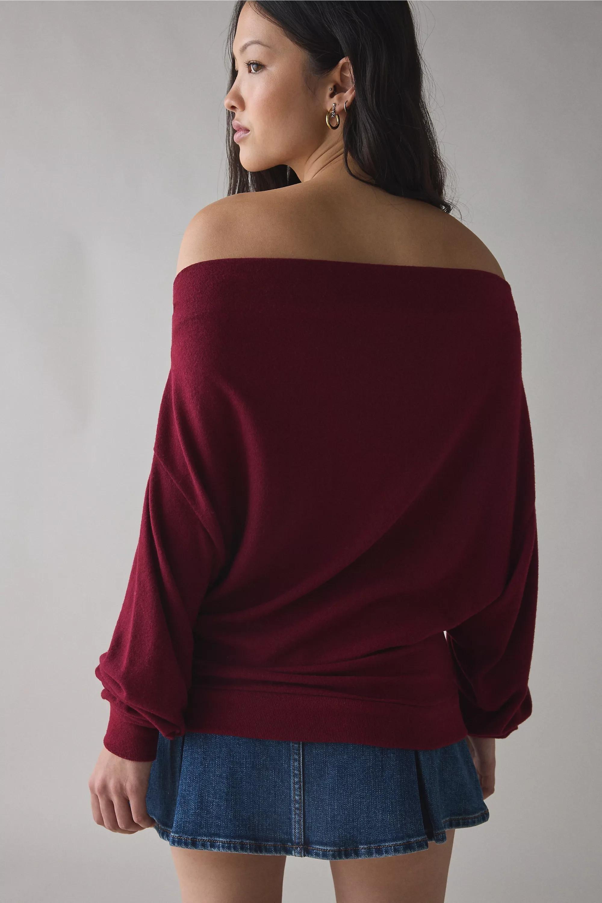 WINE Out From Under Clarity Cosy Off-Shoulder Top, WINE, large image number 3