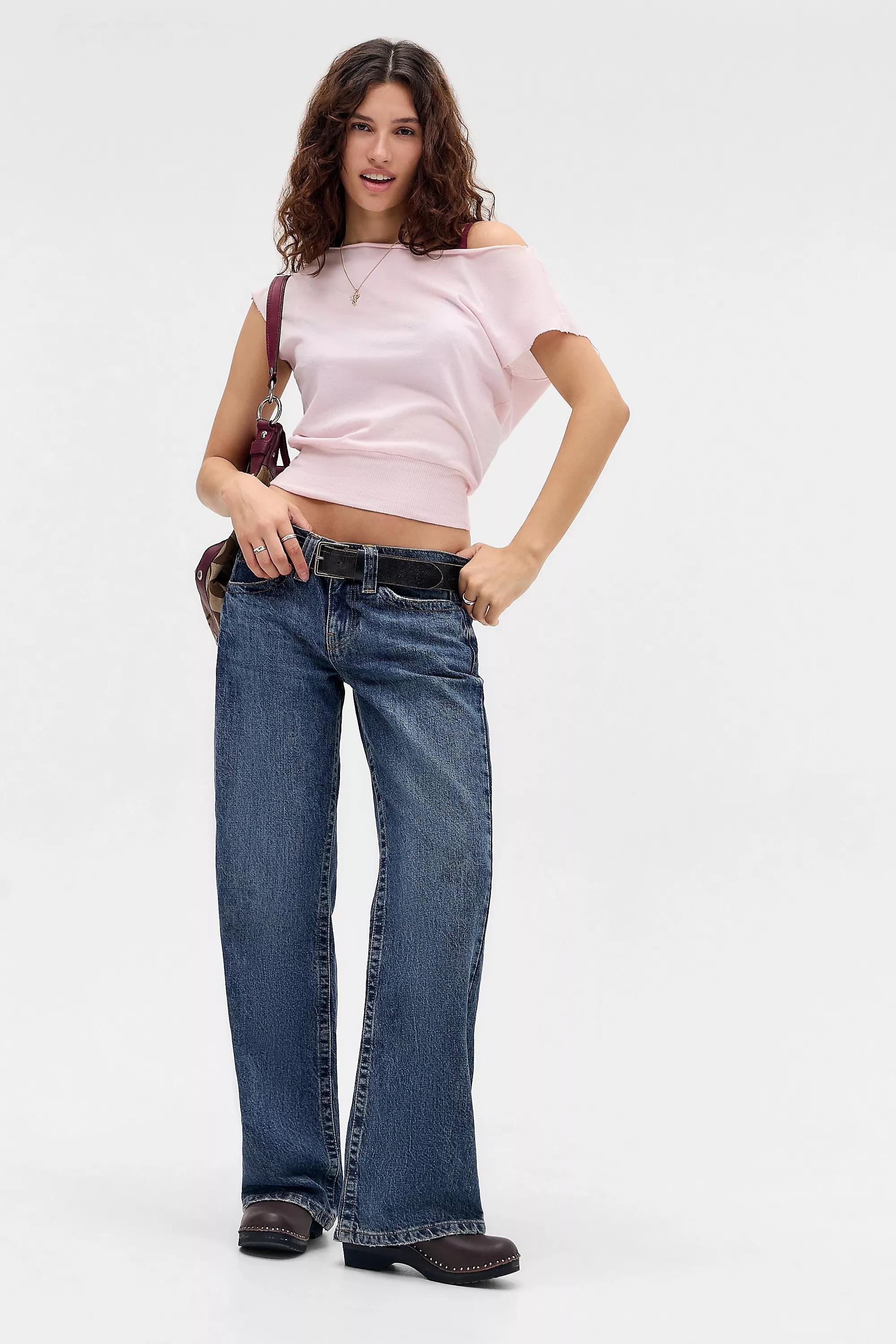 Pink Out From Under Off-The-Shoulder Banded Hem T-Shirt, PINK, medium