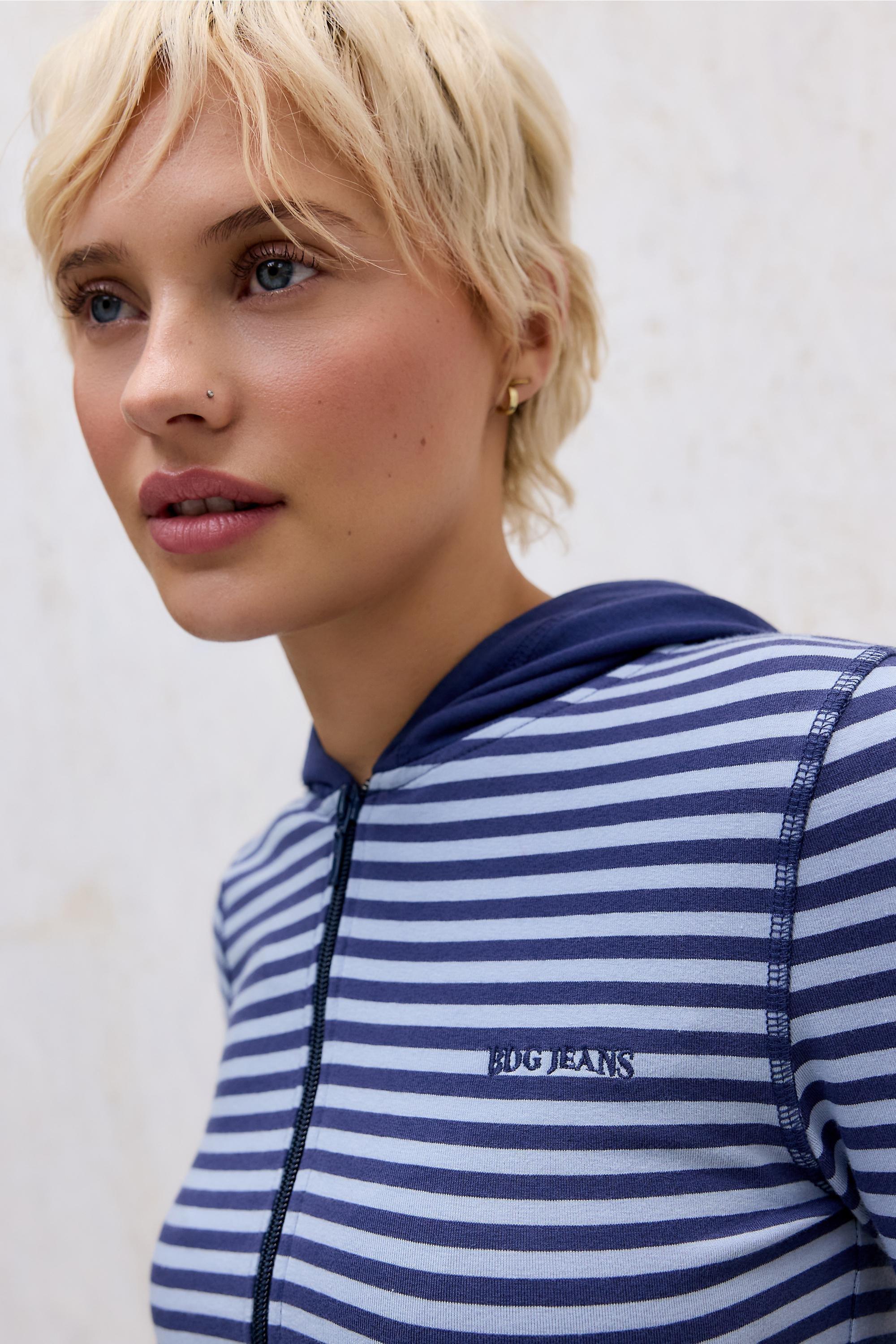 Blue Uo Bekki Stripe Hoodie, BLUE, large image number 2