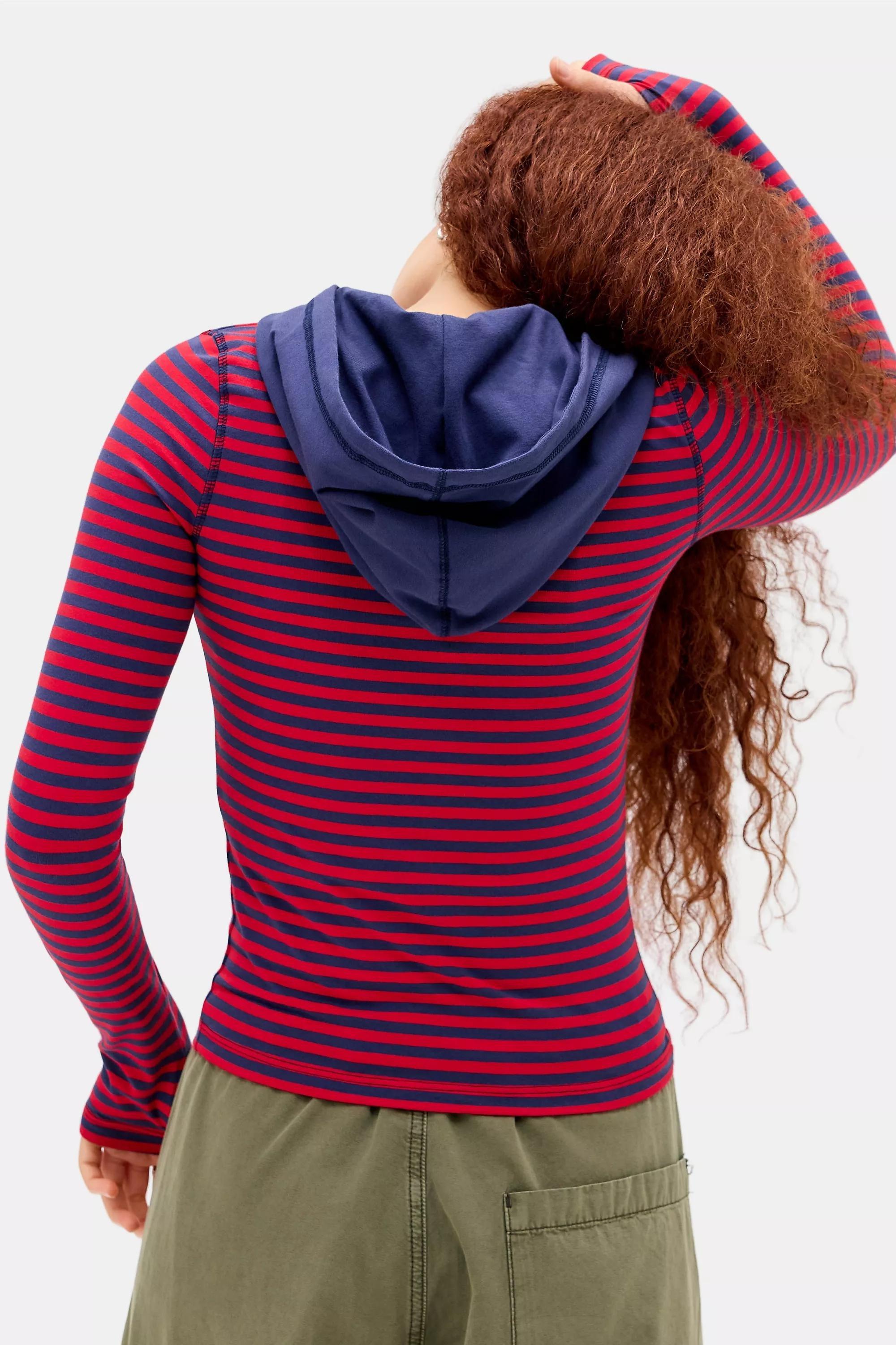 Red Uo Striped Hoodie, RED, large image number 3