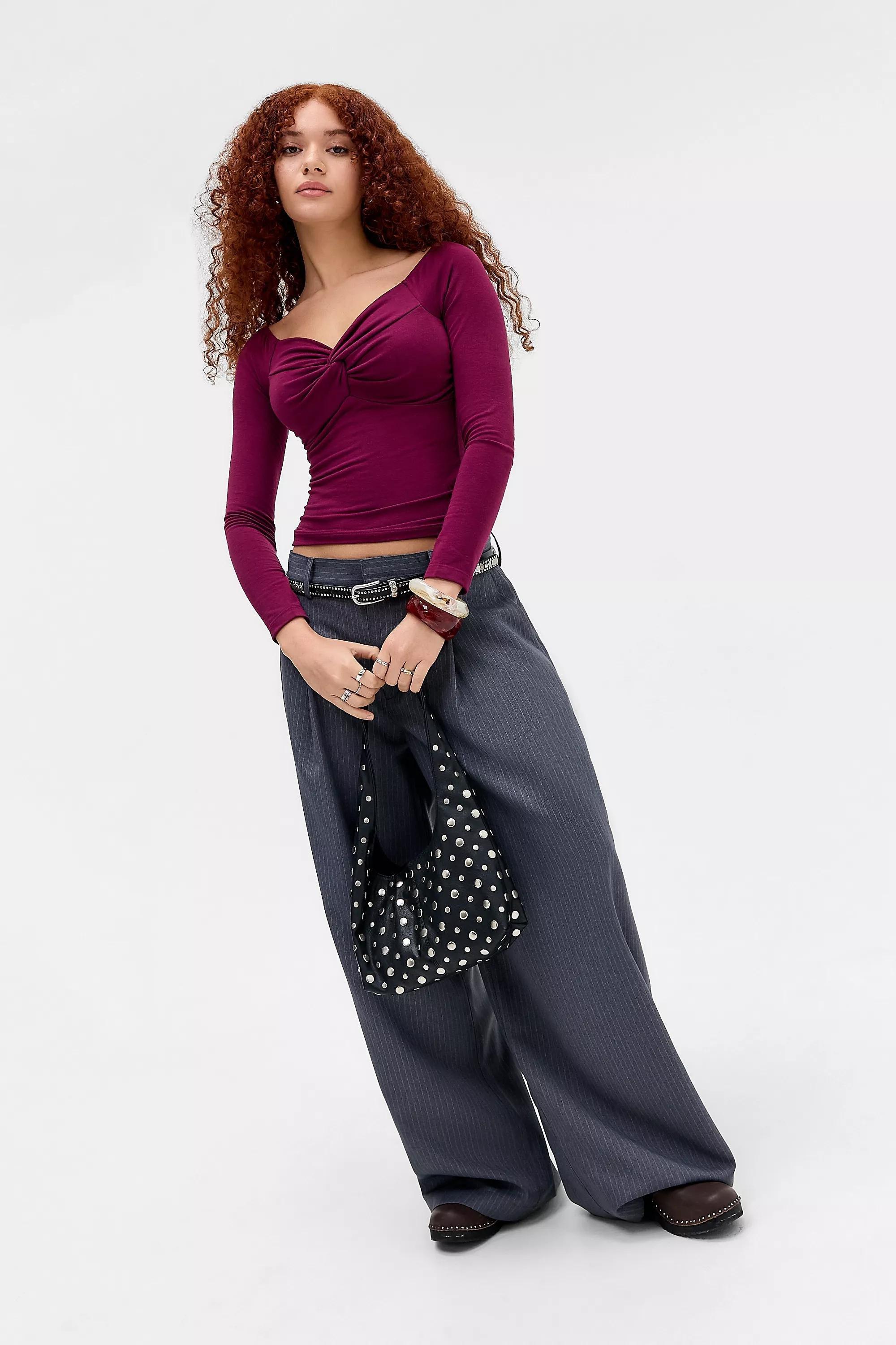 Red Silence + Noise Aria Knot Front Top, PURP, large image number 2