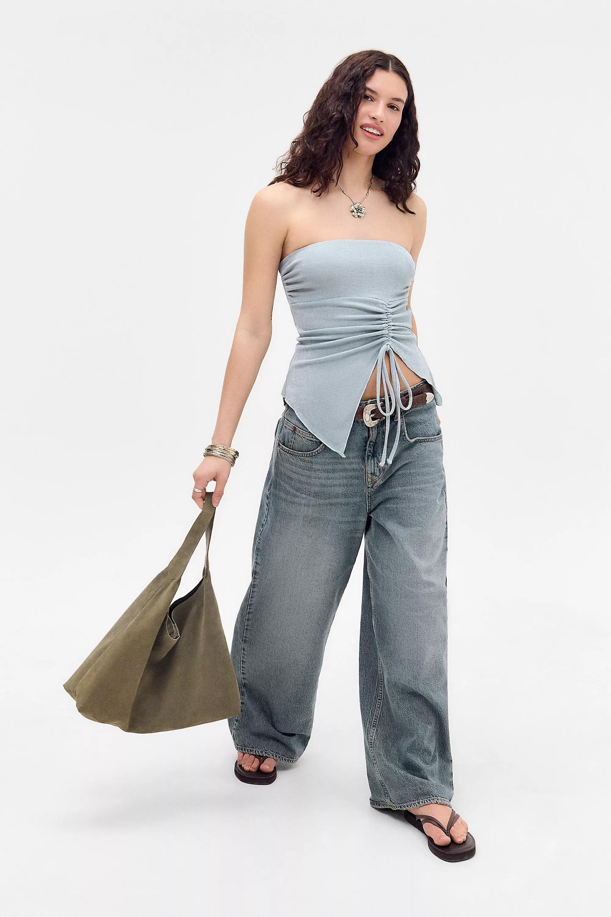 Silence + Noise Rem Shiny Bandeau Top, BLUE, large image number 2