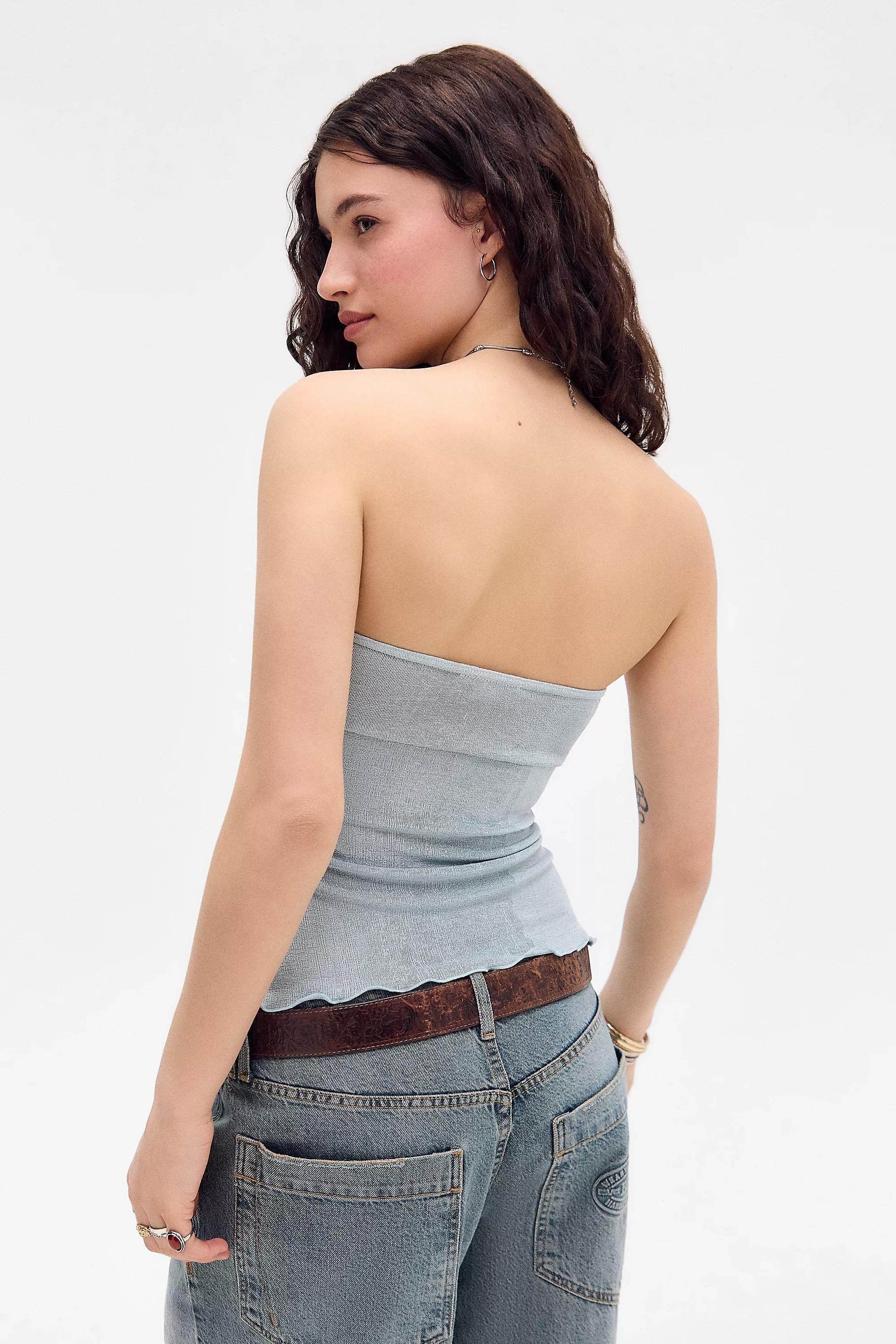 Silence + Noise Rem Shiny Bandeau Top, BLUE, large image number 3