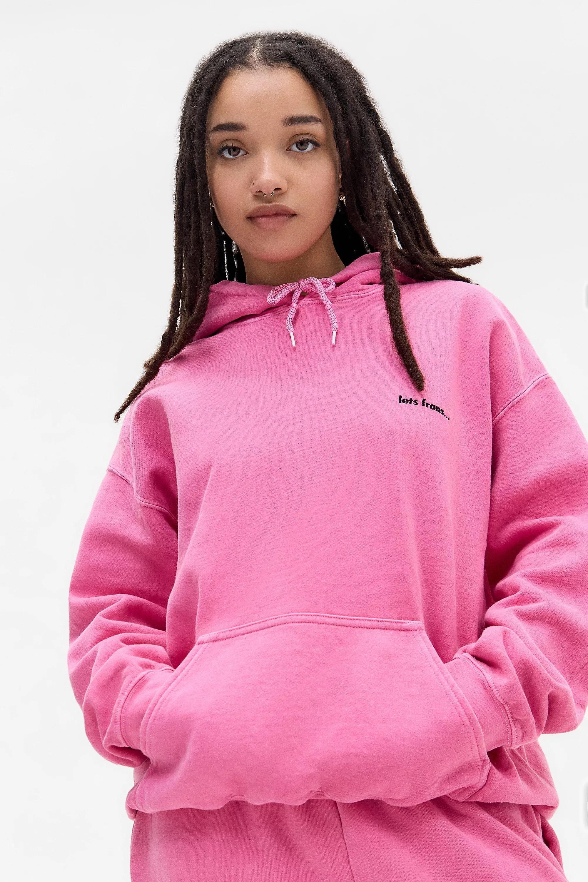 Pink Iets Frans... Oversized Zip Up Hoodie, ROSE, medium