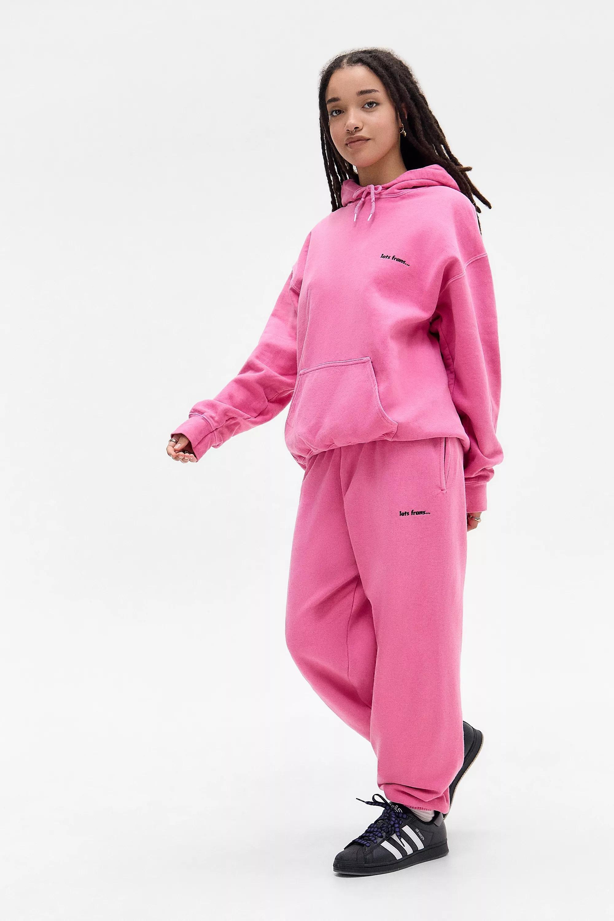 Pink Iets Frans... Oversized Zip Up Hoodie, ROSE, medium