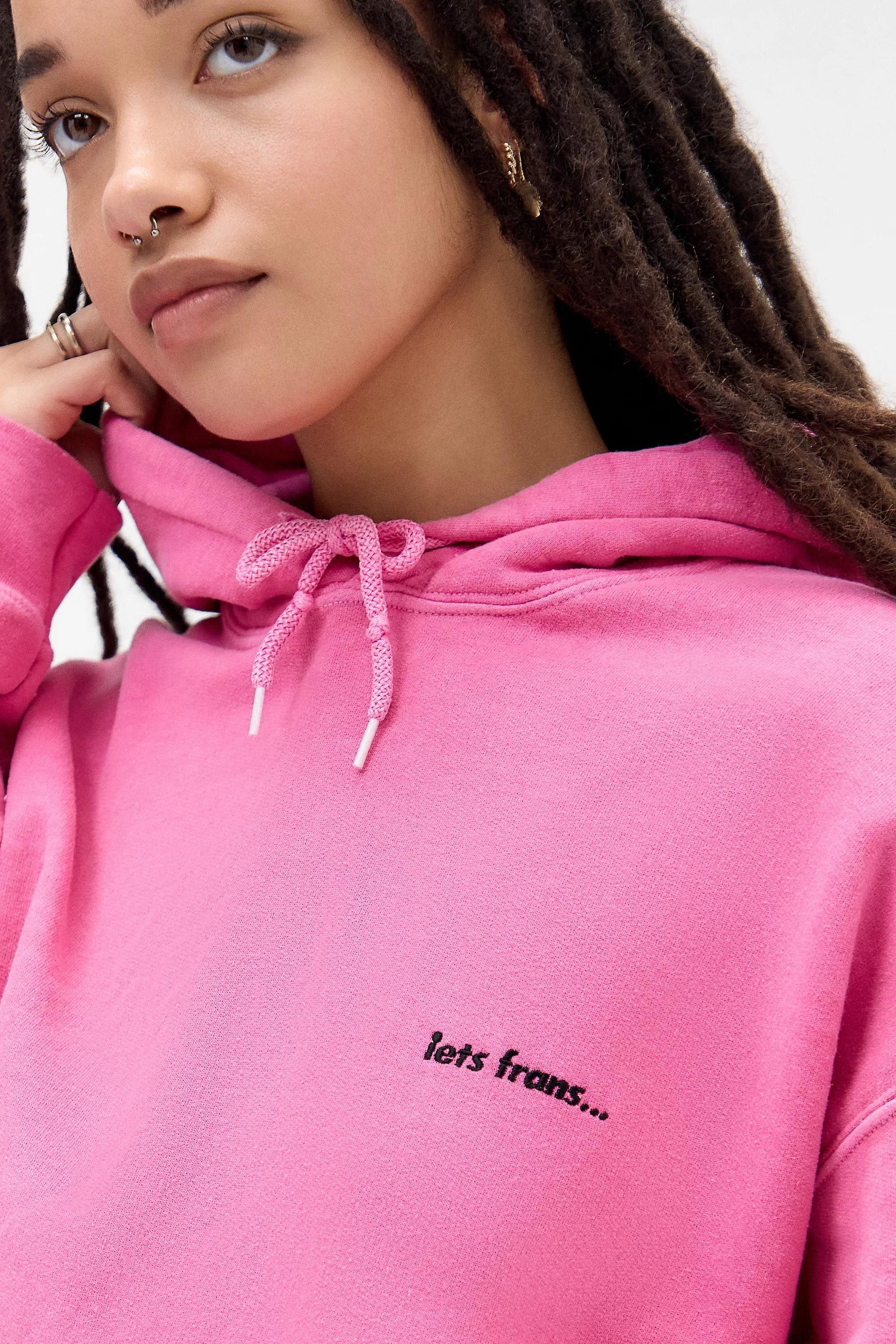 Pink Iets Frans... Oversized Zip Up Hoodie, ROSE, medium