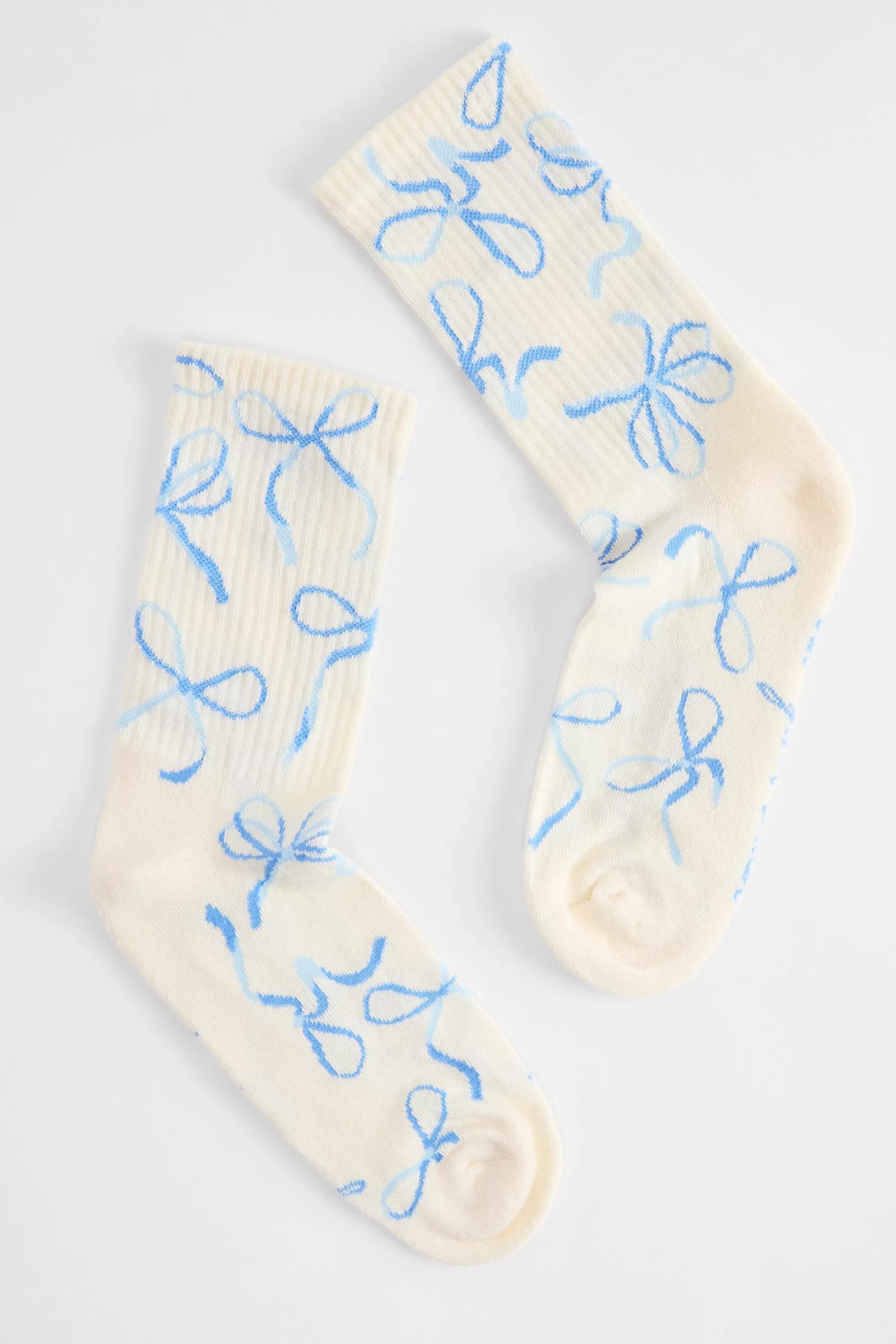 BLUE Out From Under Sketchy Bow Socks, BLUE, large image number 0