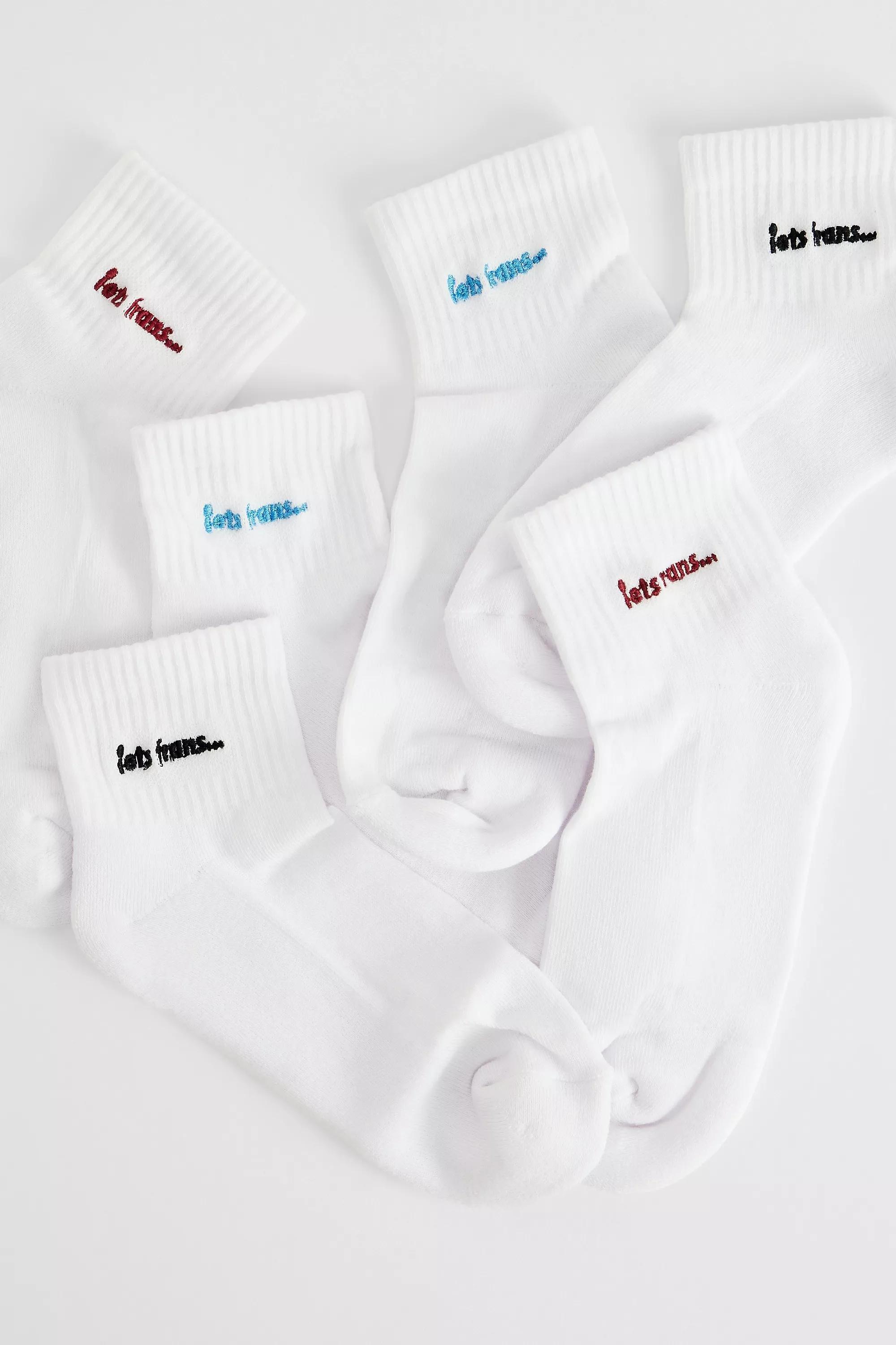 White iets frans... Crop Ankle Socks, Set Of 3, WHT, large image number 0