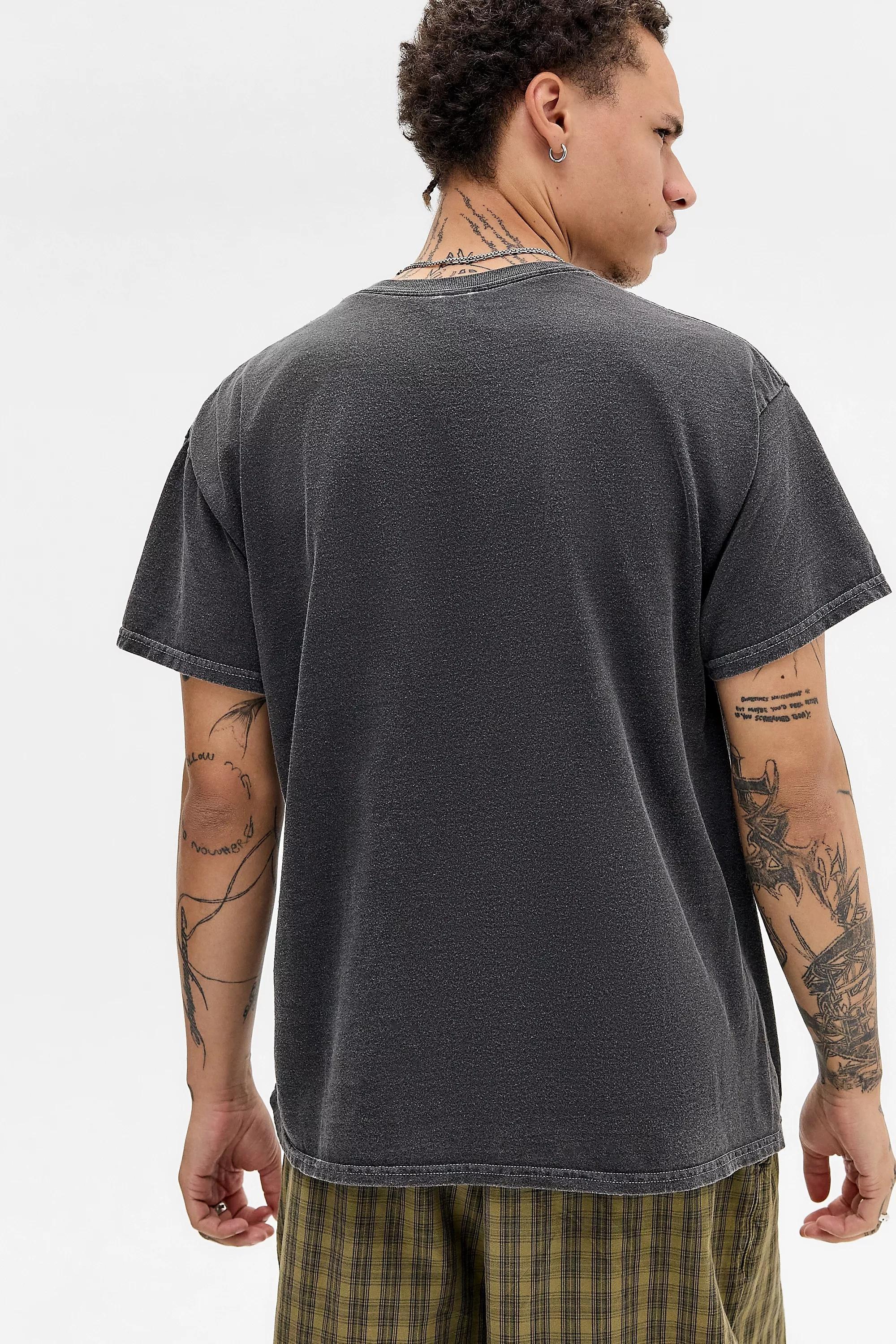 Black Uo Washed Printed Motif T-Shirt, BLK, large image number 3