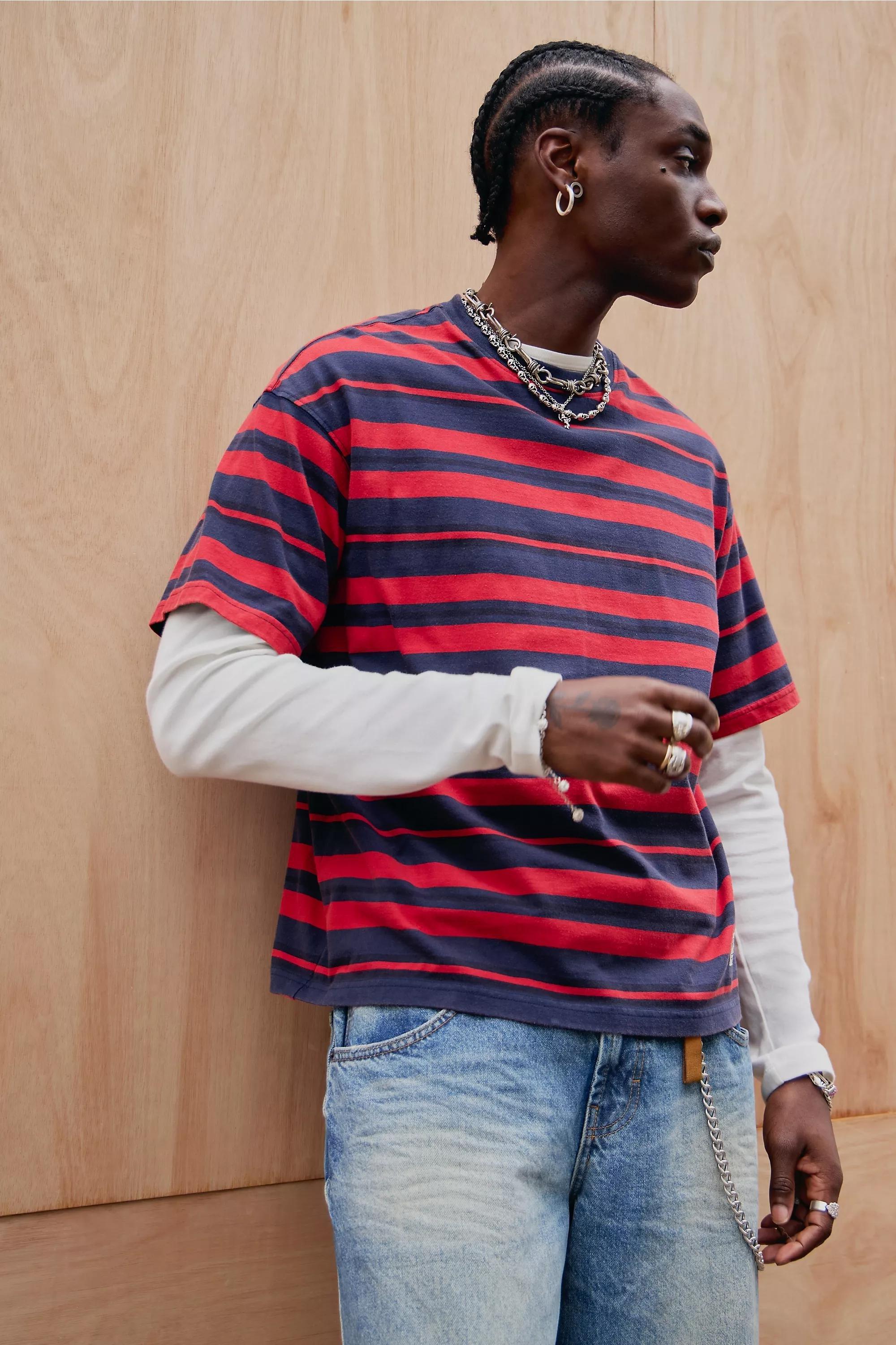 Multicolour Bdg Block Striped T-Shirt, NAVY, large image number 0