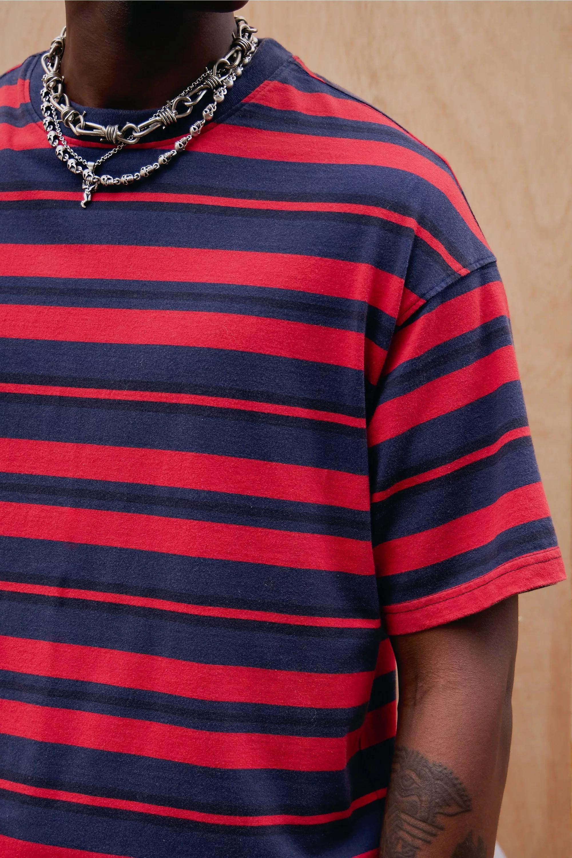 Multicolour Bdg Block Striped T-Shirt, NAVY, medium