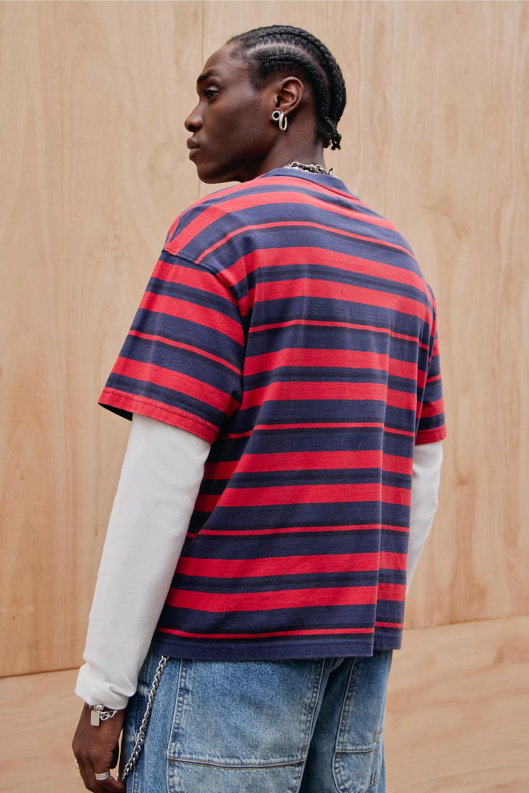 Multicolour Bdg Block Striped T-Shirt, NAVY, large image number 3