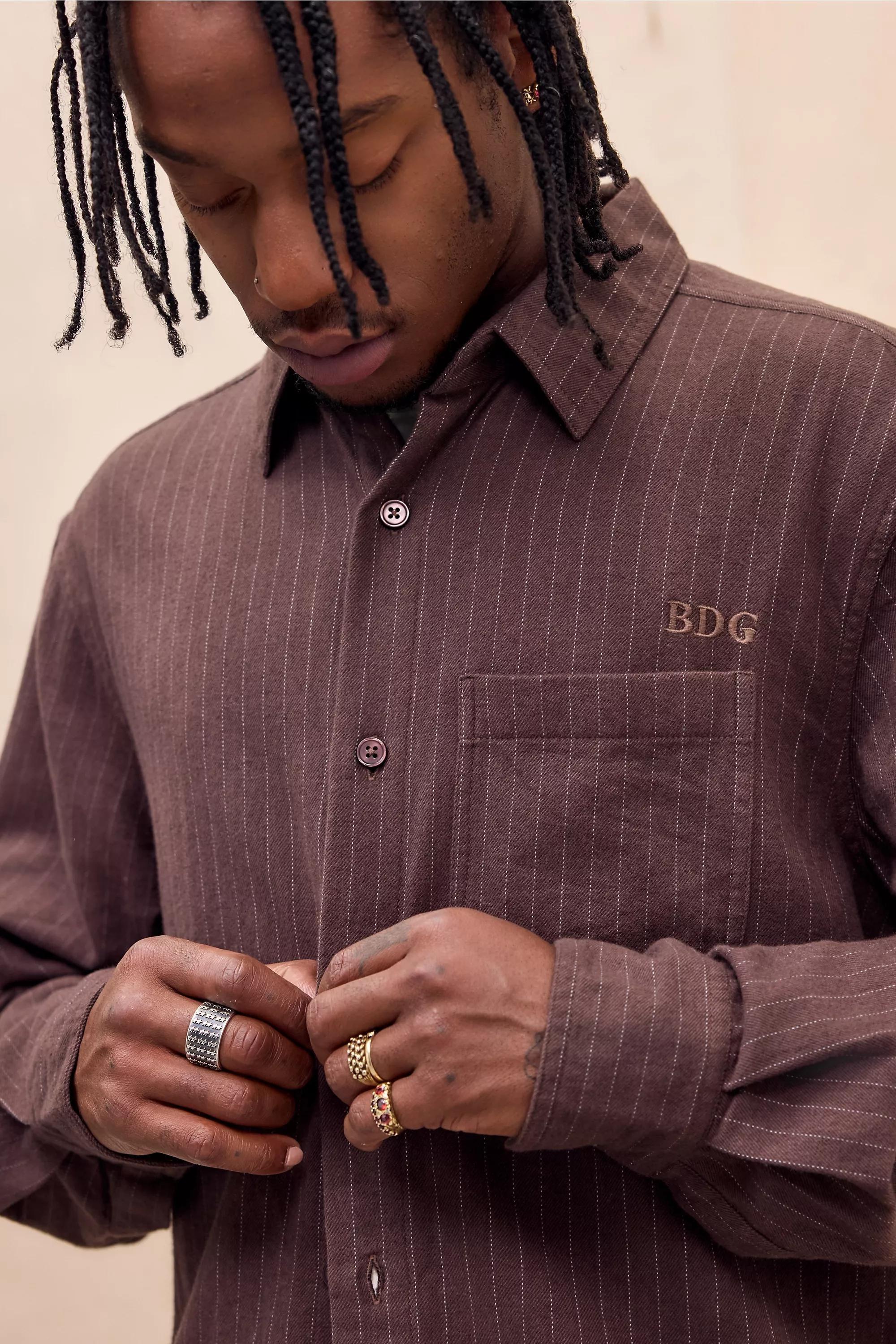 Brown Bdg Brown Stripe Long Sleeve Shirt, A301_0220           , large image number 1