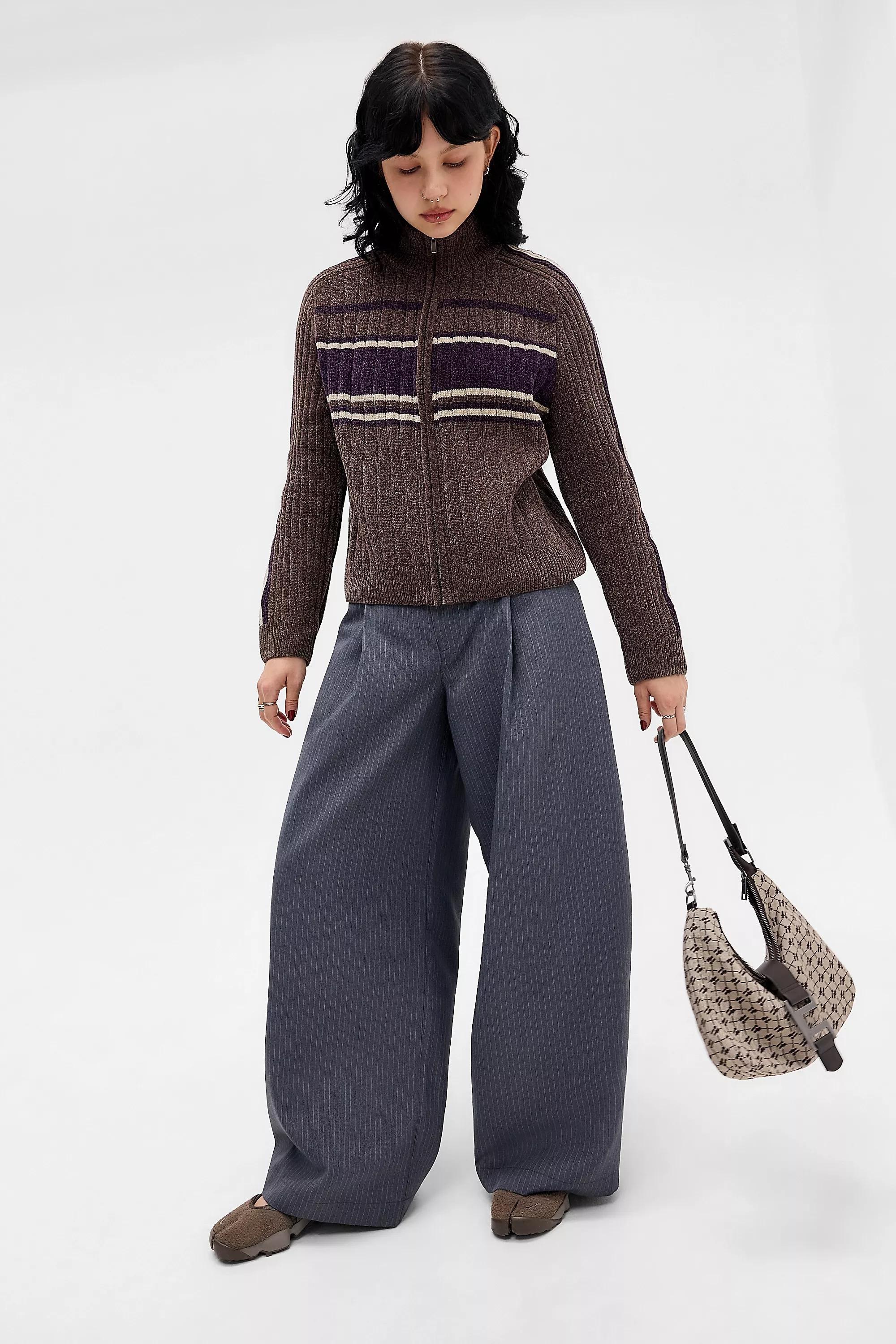 Brown iets frans... Chenille Zip-Through Track Top, BRN, large image number 1